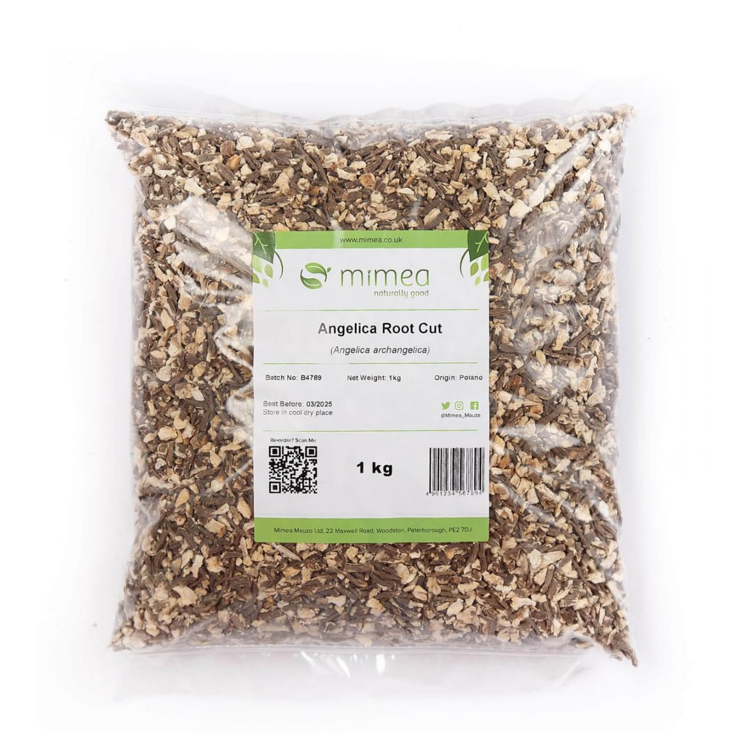 Mimea Angelica Root Cut | 1kg | Quality Ingredients | Great for Distilling | Natural | No Additives | Herbal Remedy