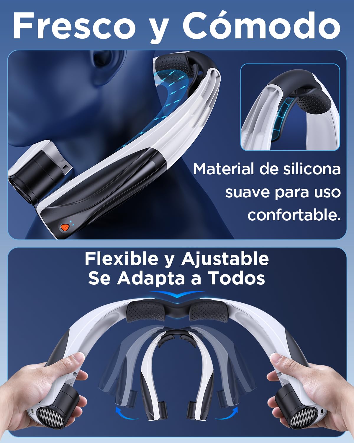 Lepwings Ventilador de Cuello, Mini Ventilador Portatil Recargable USB 6000 mAh, Ventilador Cuello con 6 Velocidades, Ventilador Personal Ligero Ideal para Viajes, Oficina, Hogar y Aire Libre - Negro