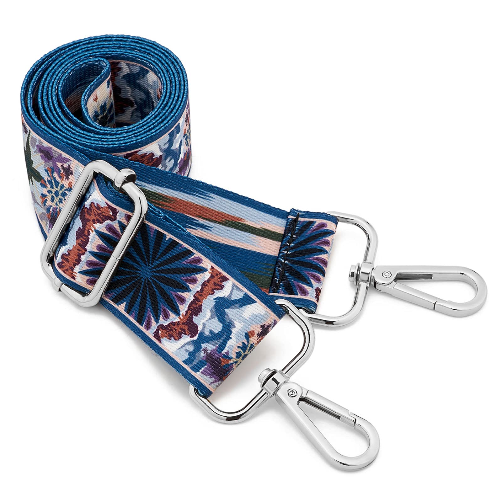 Silvery Buckles Wide Shoulder Strap Adjustable Replacement Belt Crossbody Canvas Bag Handbag