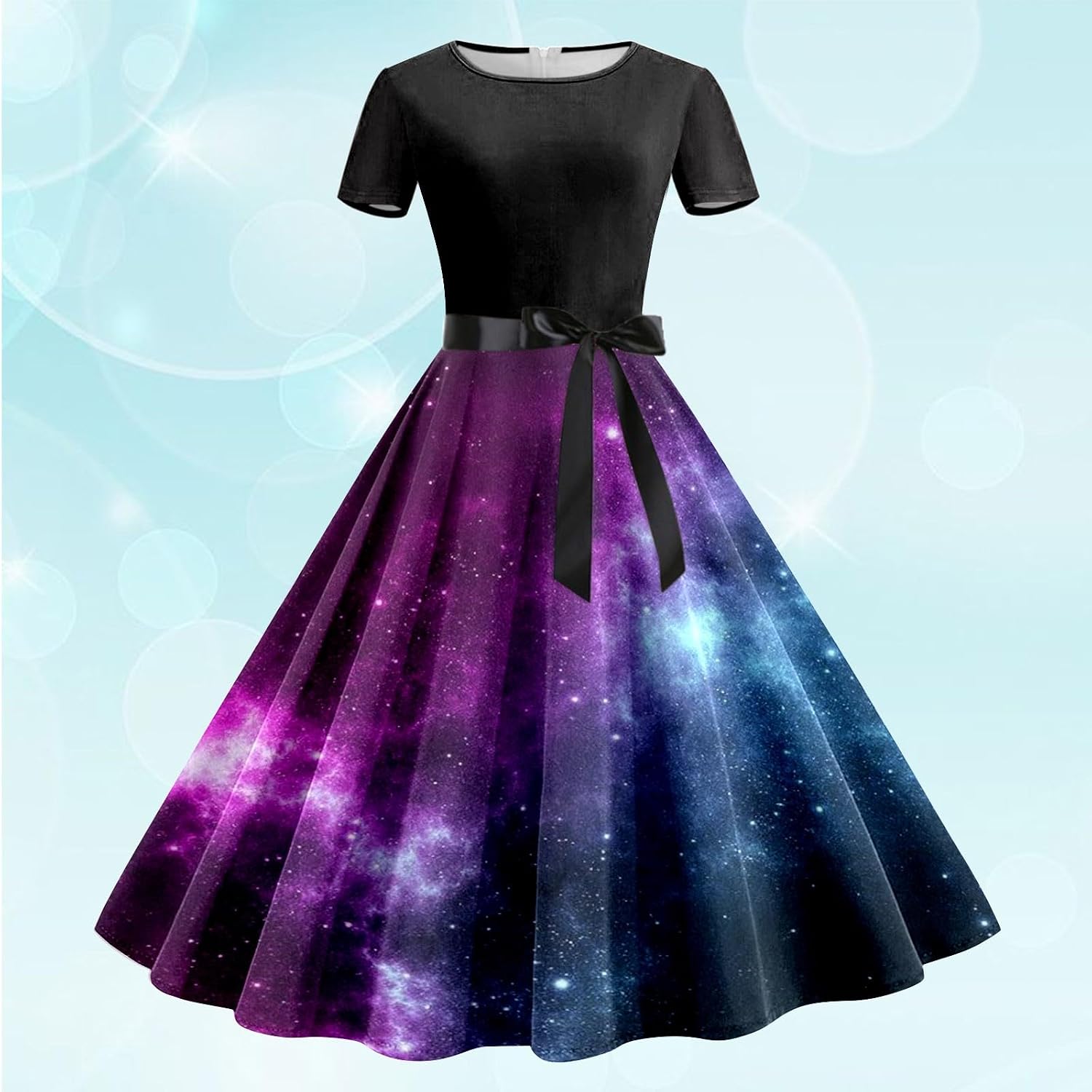 Galaxy Kostüm Damen Kleid 3D Weltraum Sternenhimmel – A-Linie Cocktailkleid Karneval & Party