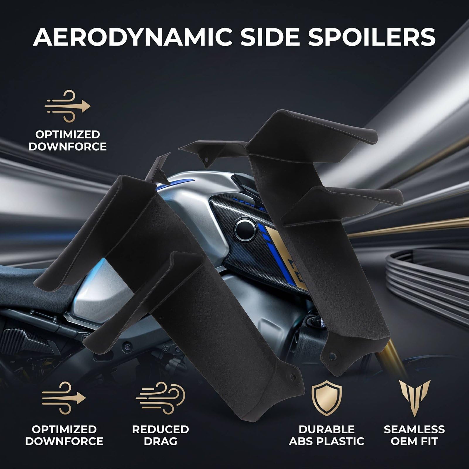 Ausla Spoiler Laterali per Moto, Sostituzione delle Alette della Carenatura Aerodinamica del Motociclo da 2 Pezzi per MT-09 MT09 SP 2024-2025