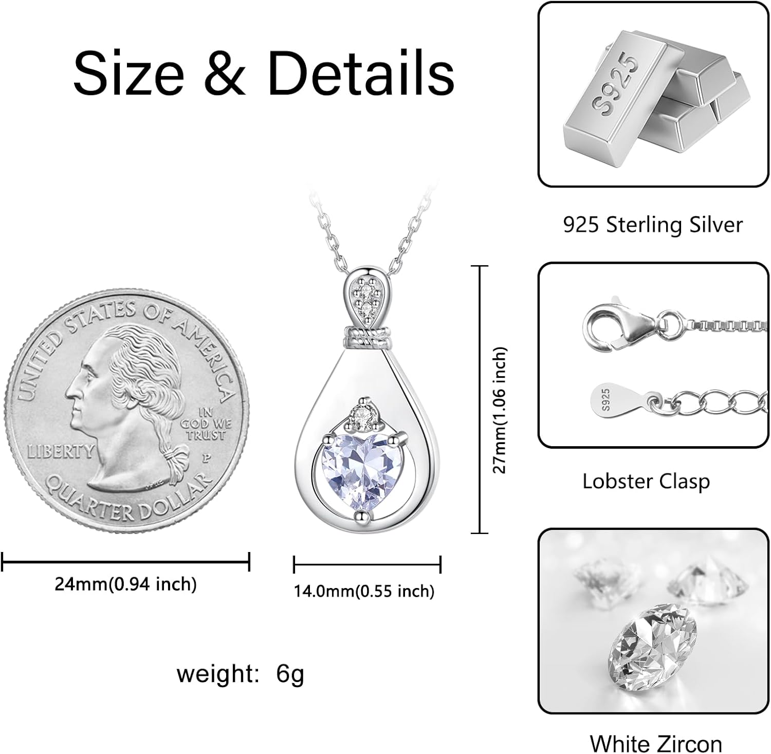 Cremation Jewelry 925 Sterling Silver Teardrop Urn Necklace for Ashes Heart Shape Memorial Keepsake Pendant for Human Ashes for Women Gift - Image 6