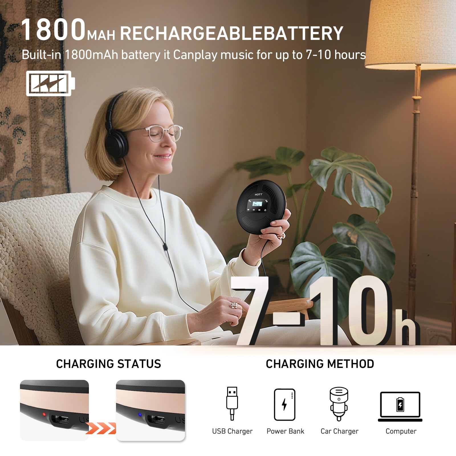 Amazon.com: HOTT CD903TF Portable CD Player with Bluetooth and FM