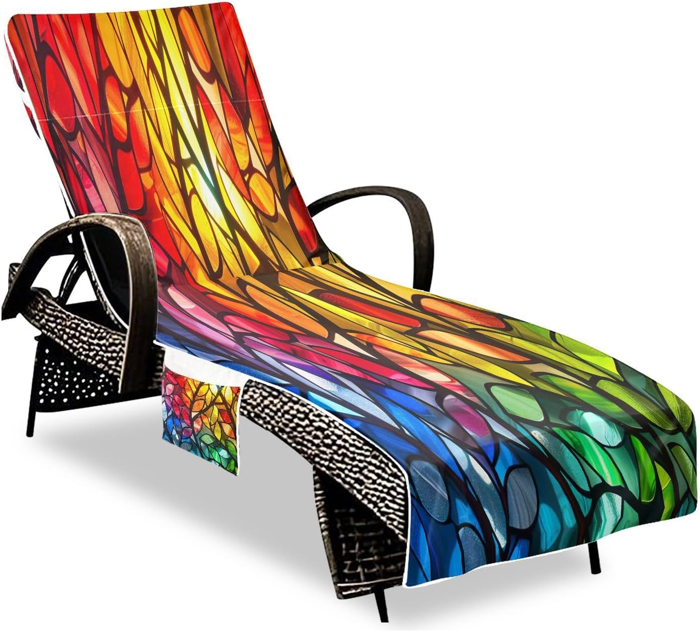 FRMG Cathedral Glass Leaves Tree Patio Chaise Lounge Covers Beach Chair Cover Beach Chair towel lounge chair towel cover A0900301a