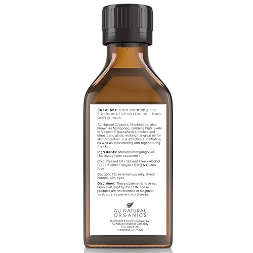 Miniatura 6 de Au Natural Organics Aceite de MankettiMongongo - Humectante natural extra virgen para piel, cara, cuerpo, uñas y cabello, sin refinar, sin OMG,