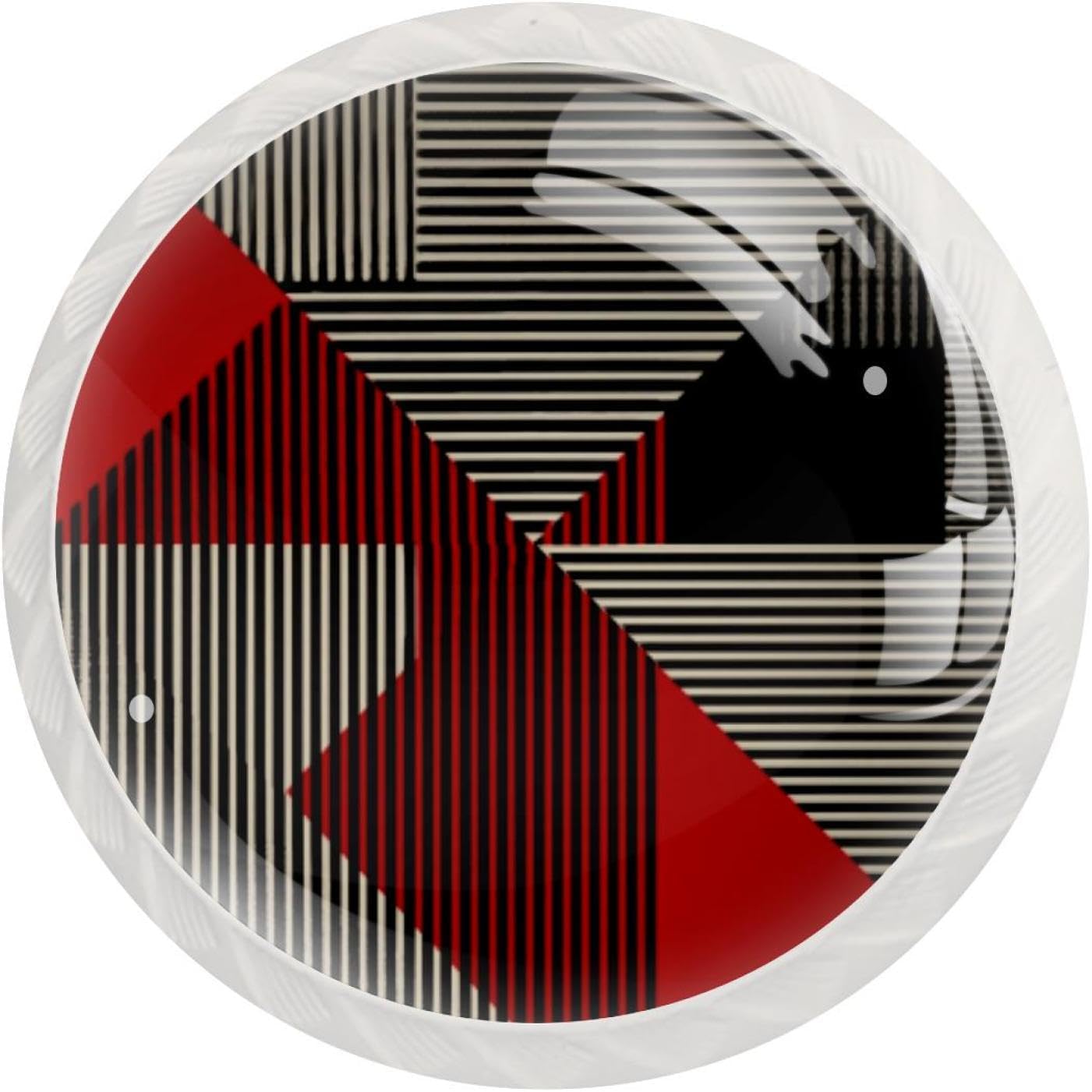 Black Base Abstract Geometric Stripes Lines (5) Pattern Cabinet Knobs, Modern Decorative Drawer Knobs for Furniture Hardware, Easy Install for Kitchen Cabinet