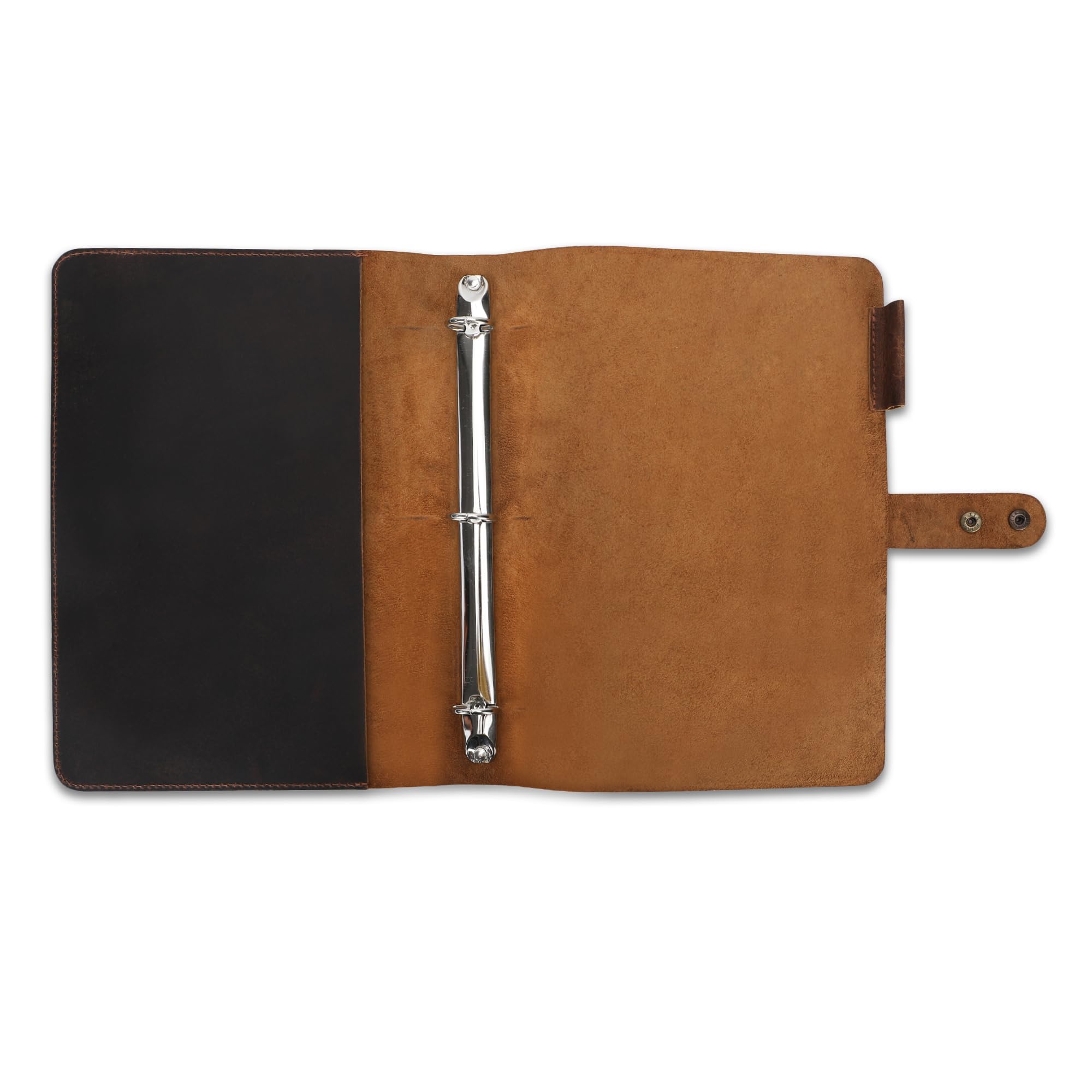 Premium Leather 3-Ring Binder Portfolio 8.5x11 Inch, A4 Brown