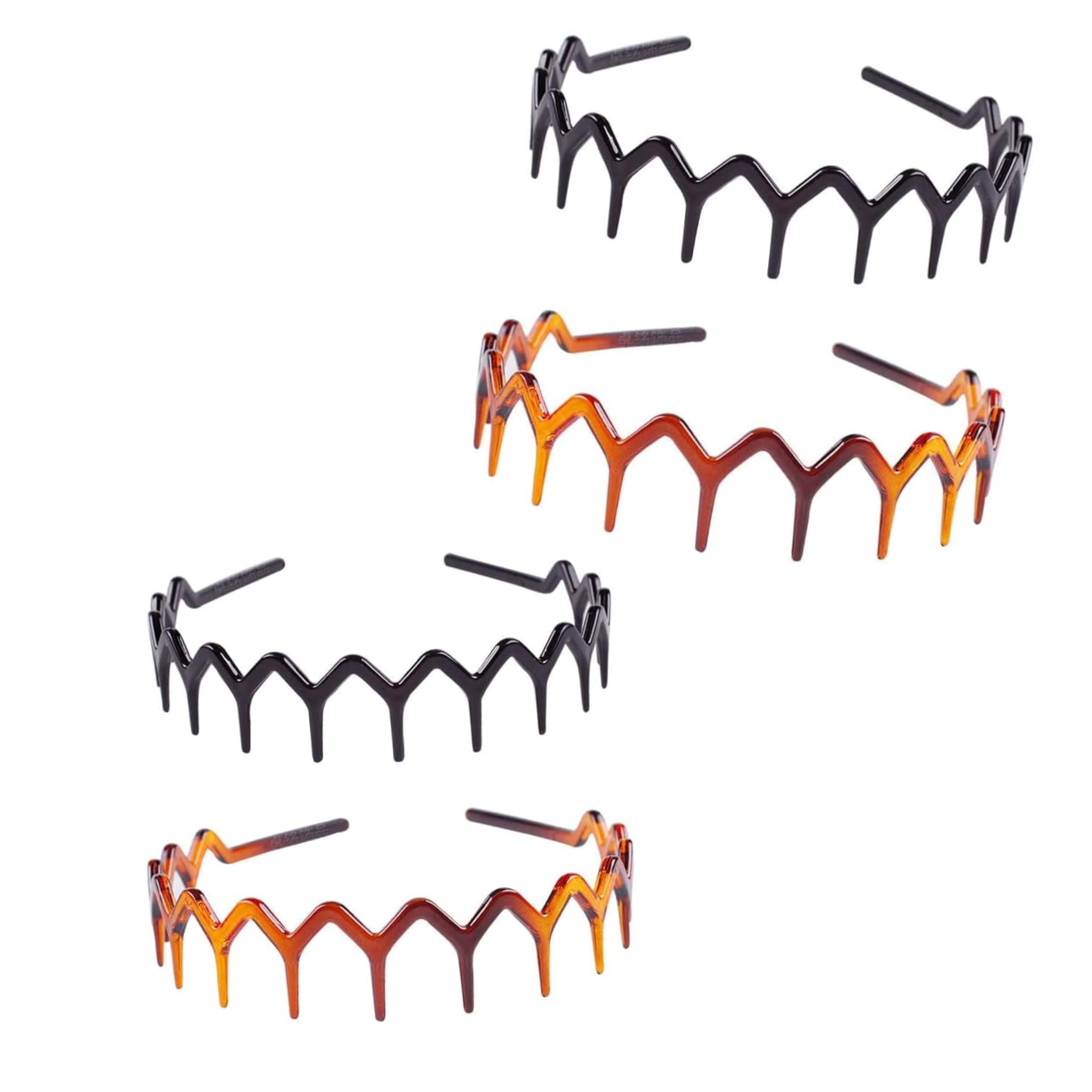 Muiltvoe 4Pcs Zigzag Headband Headband with Teeth Tooth for Women Girls Plastic Wavy Hair Comb Zig Zag Black Tooth Comb for Women Men Girl Accessories