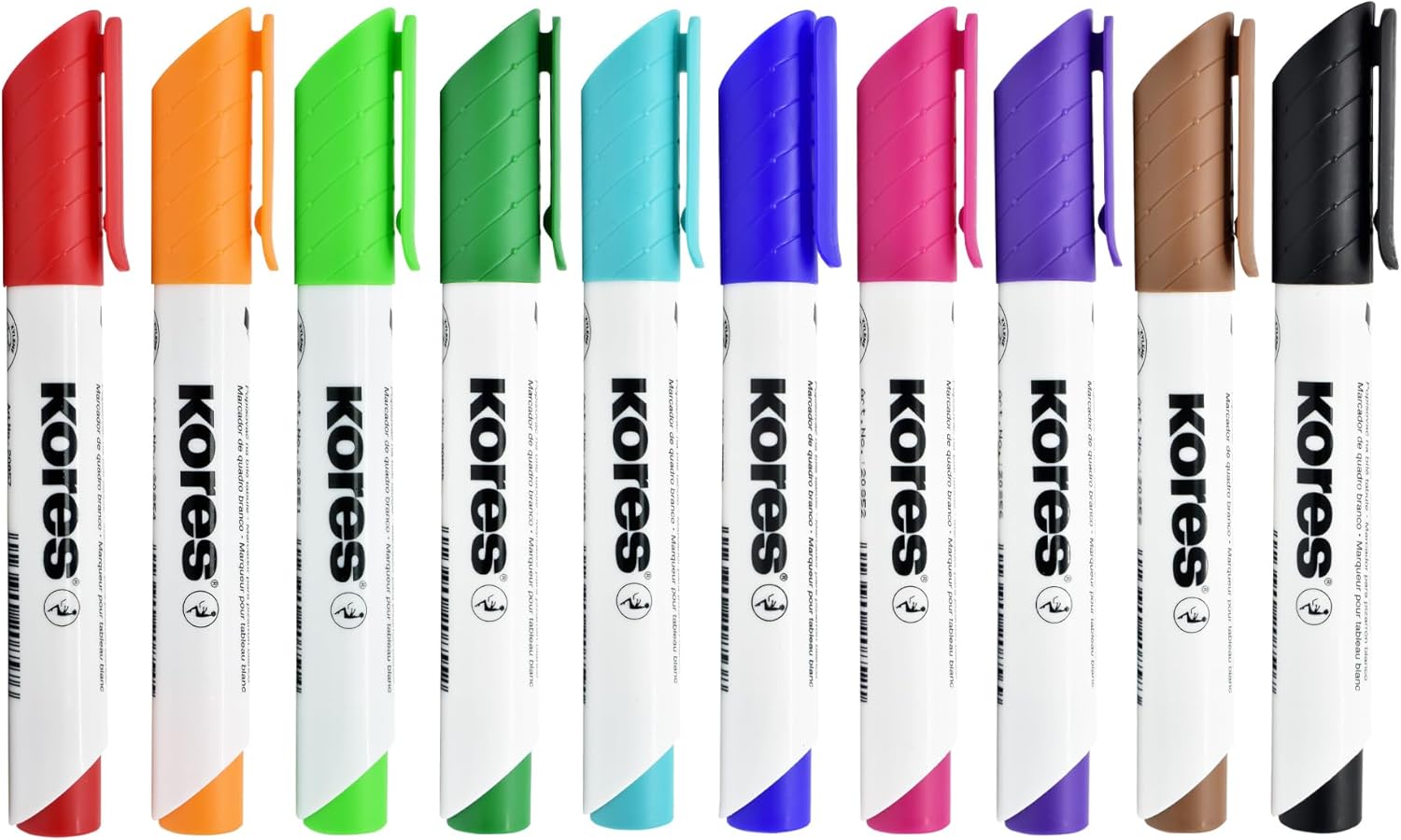 Kores - K-Marker XW2 : Marqueurs de couleur pour tableau blanc avec pointe biseautée, effaçable à sec et encre à faible odeur, fournitures scolaires et de bureau, lot de 10 couleurs assorties — vue 3