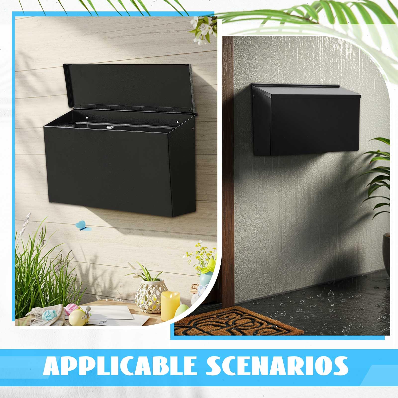 Yaocom Locking Wall Mount Mailbox for Outside 15. 35 x 9. 45 x 3