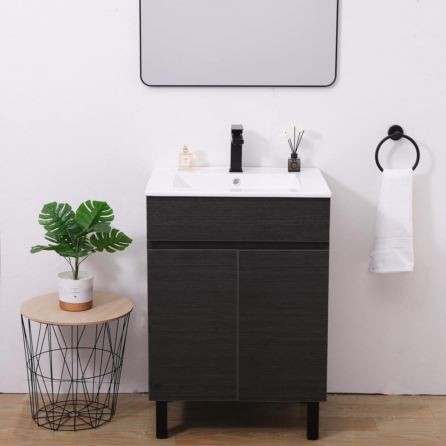 Amazon.com: Wenore Home 24 Inch Bathroom Vanity with Sink, Black ...
