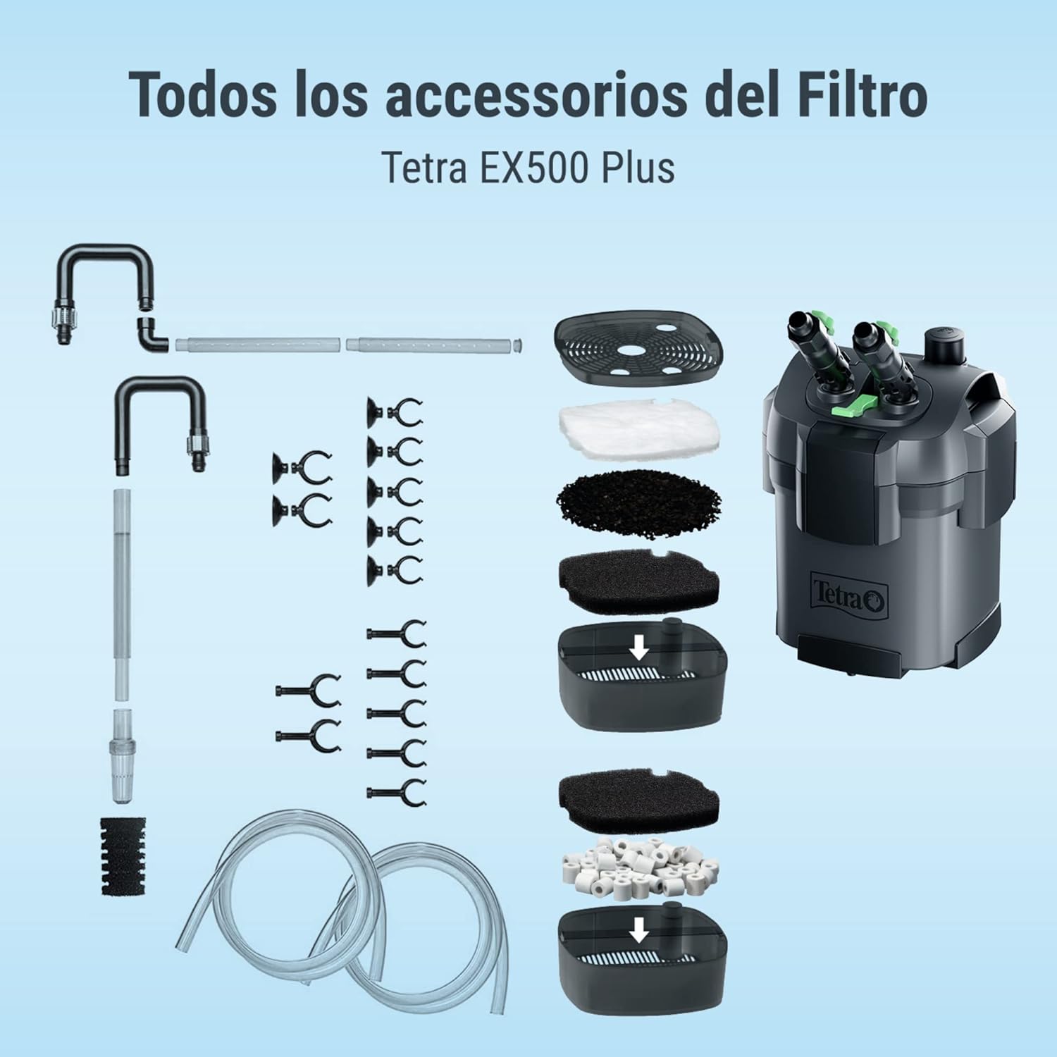 Diagram of Tetra EX 500 Plus filter components