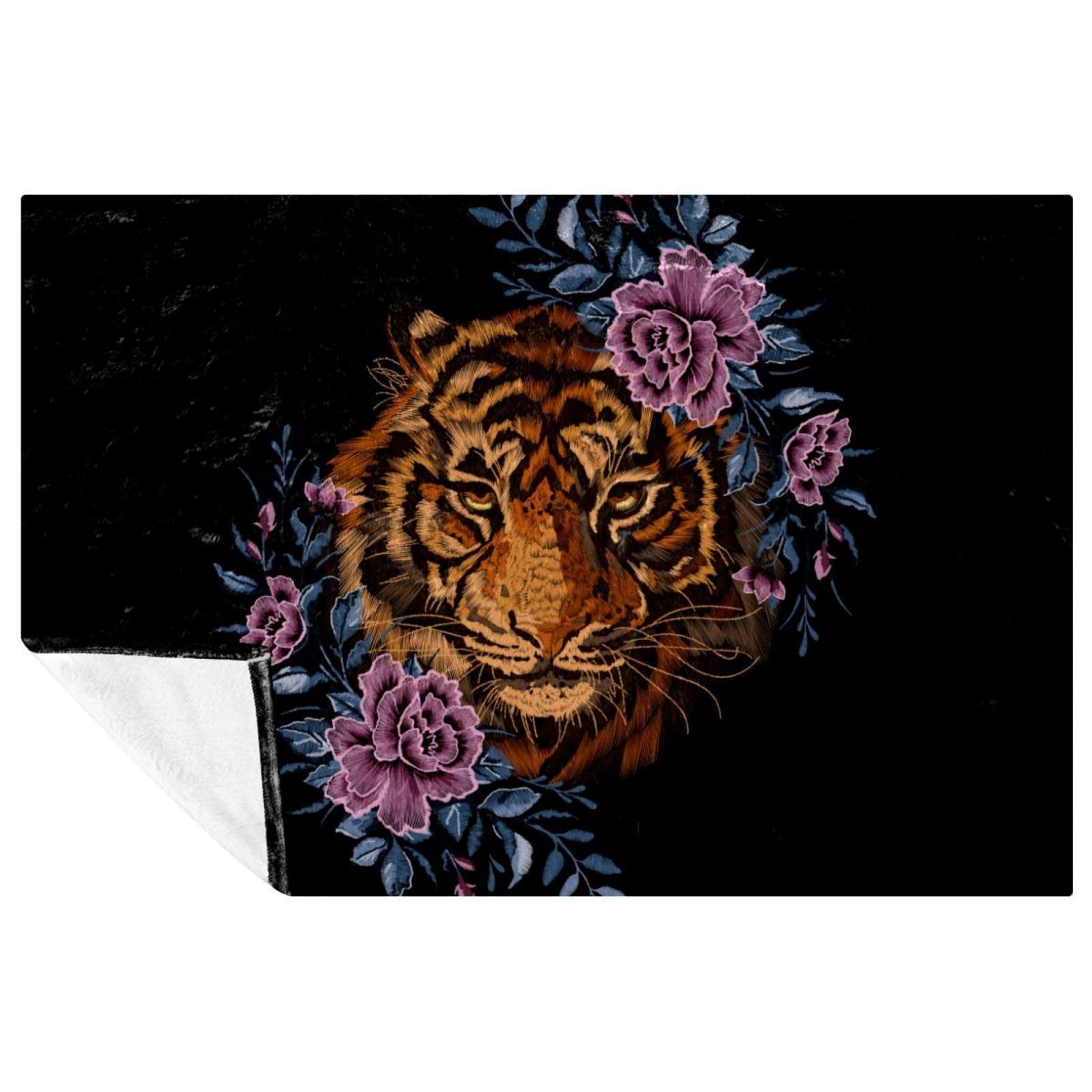 Couverture tigre 150x100 cm douce et chaude pour lit et canapé