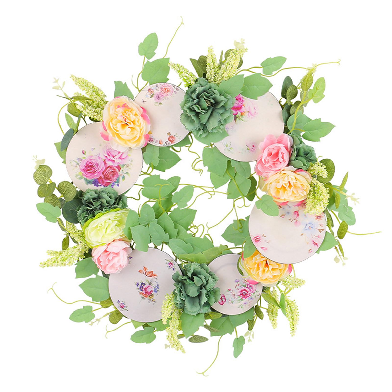 Wreath for Front Door, Artificial Porcelain Garlands Wreaths for Doorway or Wall Hangings Front Door Wreath