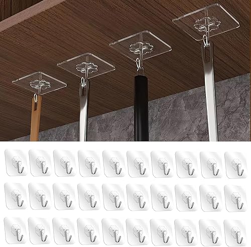 Miniatura 6 de 10 ganchos de pared adhesivos transparentes, resistentes sin taladrar para el hogar, baño, cocina y oficina (Transparent2),Transparent6