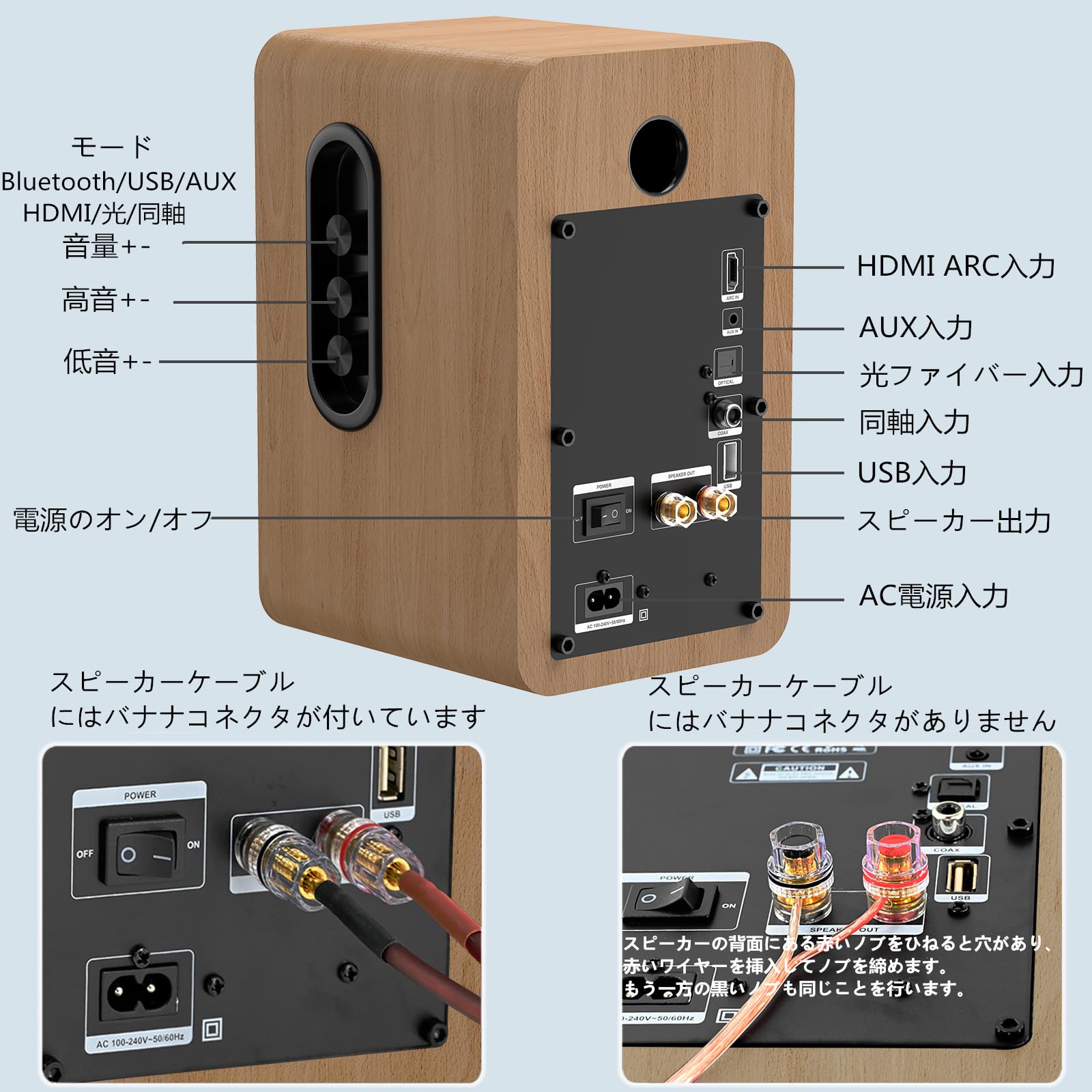 Amazon.co.jp: 2台1組 100W 2ウェイブックシェルフスピーカー