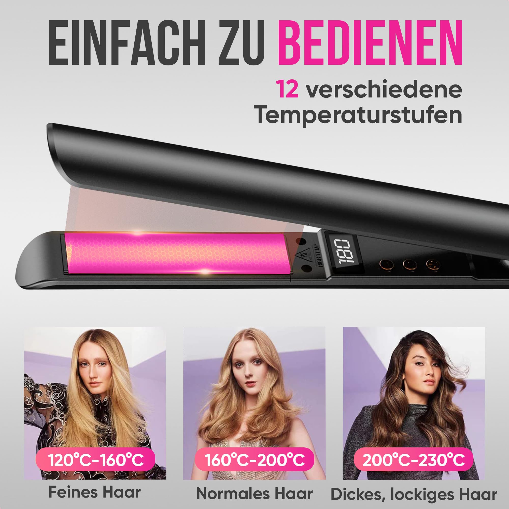 Strex Glätteisen - 2 in 1 - Glätten und Locken - Keramik - 120℃/230℃ - Lockenstab