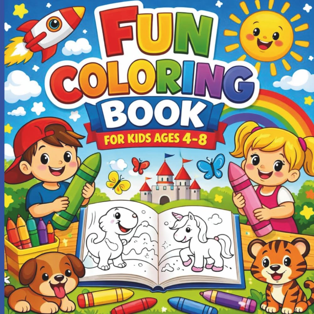 Fun Coloring Book for Kids: For Boys and Girls: A Fun and Educational Coloring Book for Boys and Girls Ages 4–8: Learn, Imagine, and Create with Simple Drawings and Colorful Activities