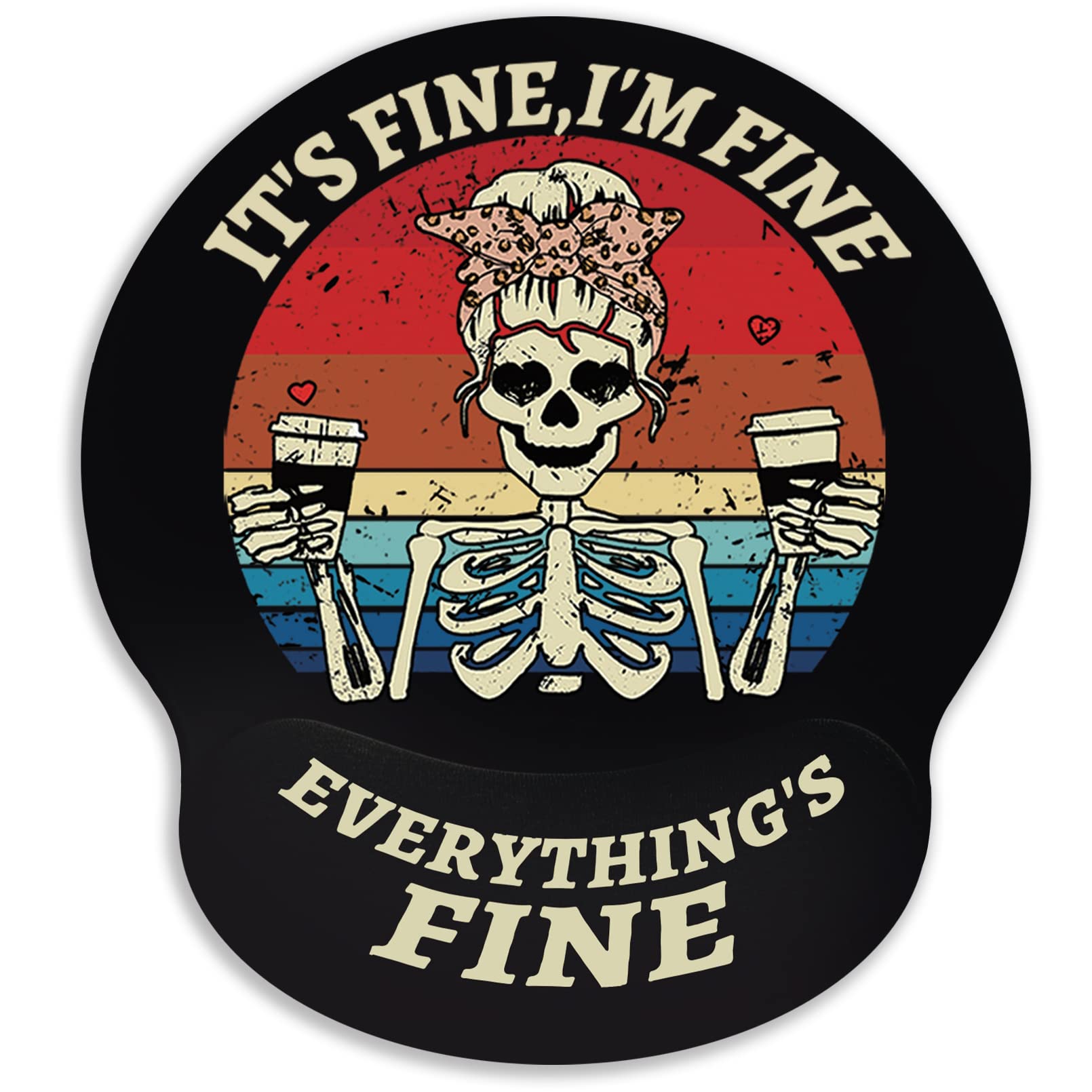 Ergonomic Mouse Pad with Wrist Support, Gothic Skull Skeleton Mouse Pad with Wrist Rest, Gaming Mousepad with Non-Slip Pain Relief PU Base, Cute Mouse Pad for Desk Accessories Office Supplies Decor