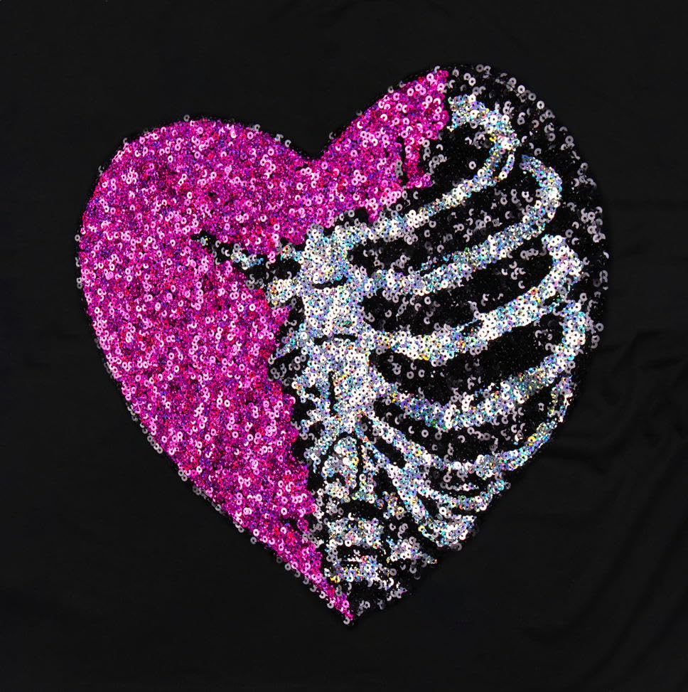 Image of PESION Womens Short Sleeve T-Shirt Sequined Tops O-Neck Funny Graphic Tees Blouse