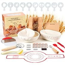 Sourdough Bread Baking Supplies, Sourdough Starter Kit, 9" Round and 10" Oval Sourdough Kit, Banneton Bread Proofing Basket for Home and Kitchen, Bread Basket, Sour Dough Starter Kits, Gift