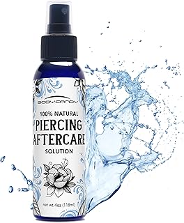 Piercing Aftercare Spray - Saline Cleaning Solution for Nose Belly Ear Piercing - Piercing Bump Removal Keloid Treatment - Natural Sea Salt Cleaner - Made in USA