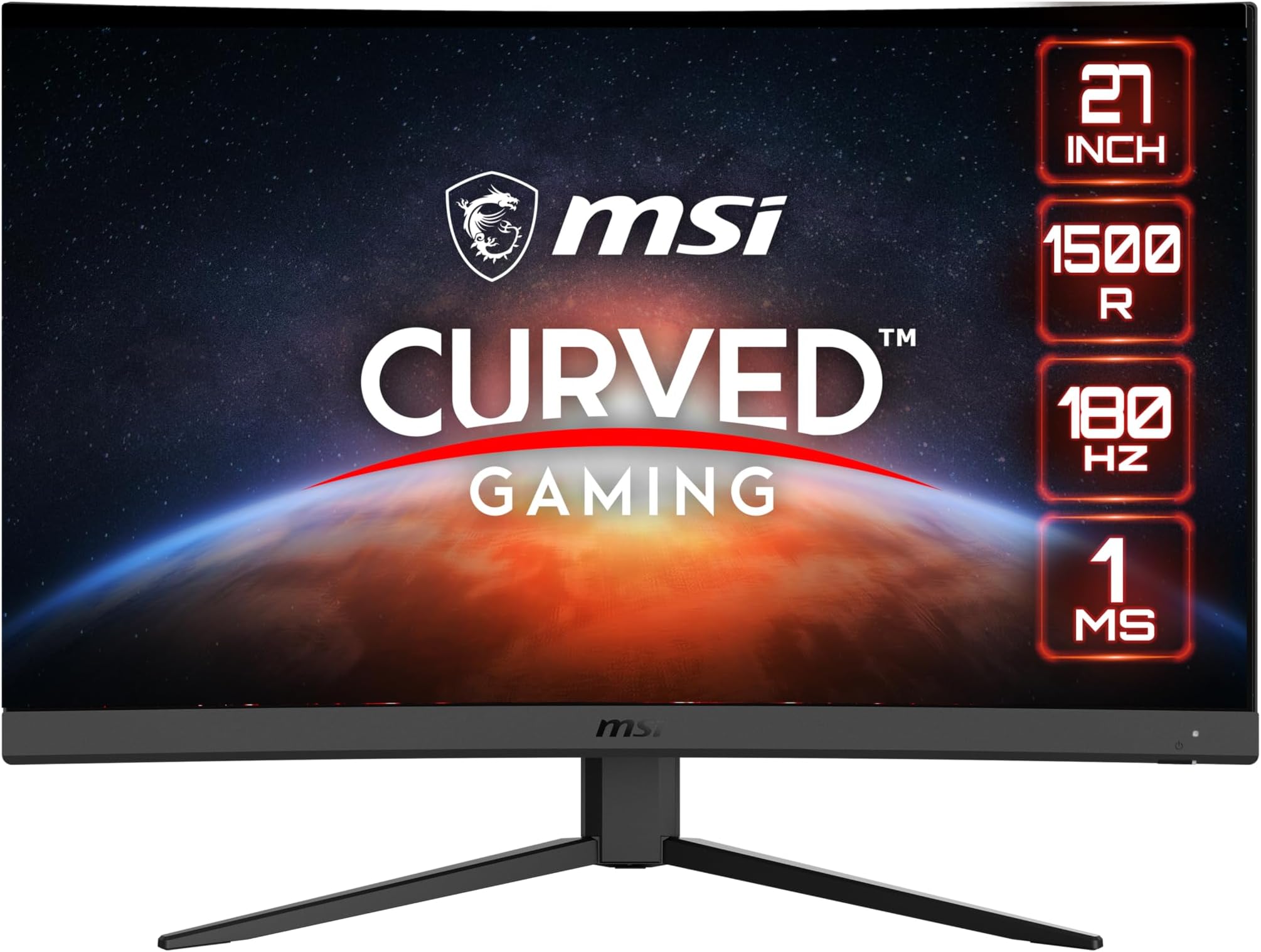 MSIFull HD Non-Glare 1ms 1920 x 1080 180Hz Refresh Rate Resolution Free Sync 27" Curved Gaming Monitor (G27C4 E3) - Black