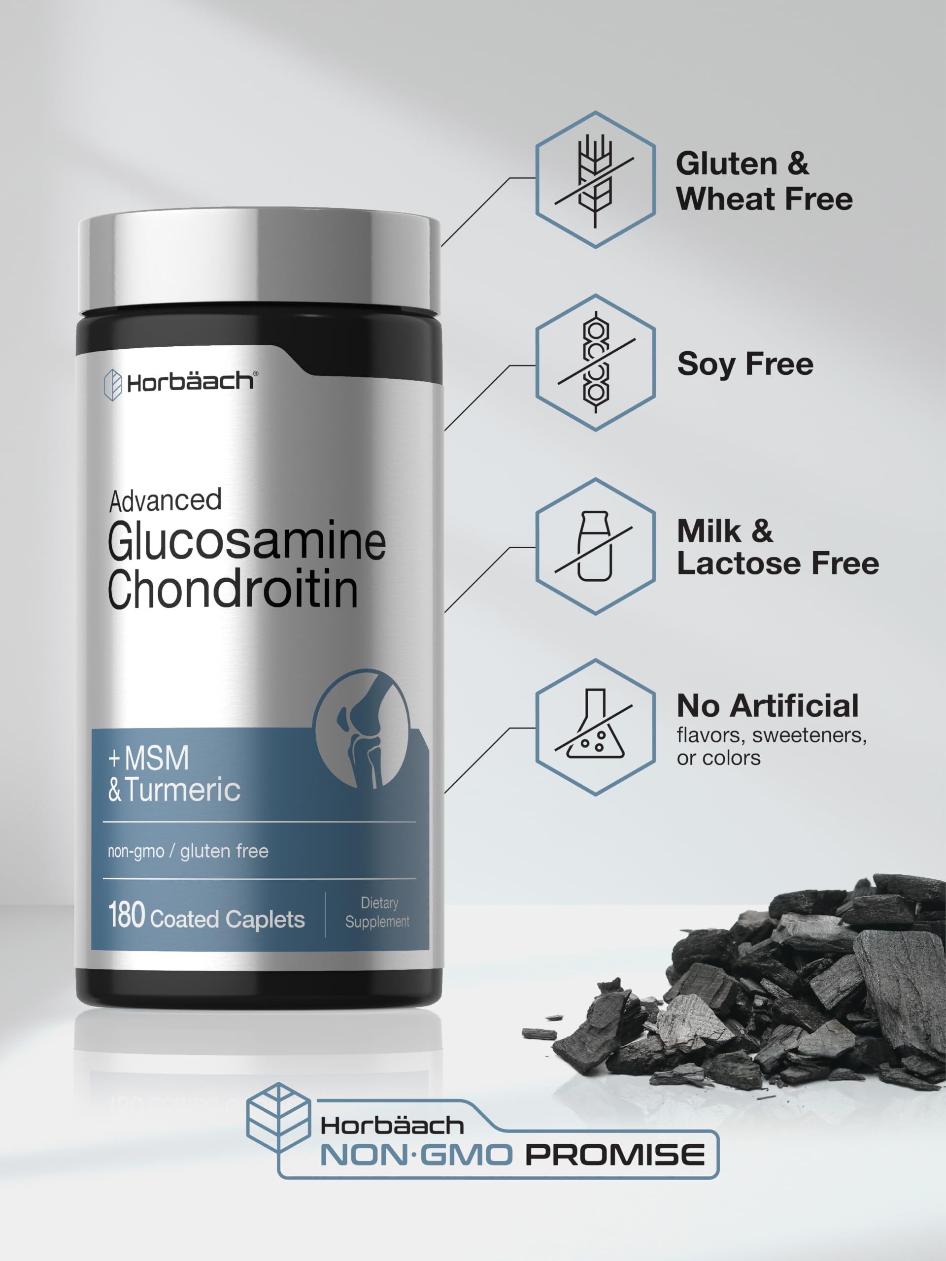 Horbäach Glucosamine Chondroitin | Plus MSM & Turmeric | 180 Coated Caplets — Amazon image 5