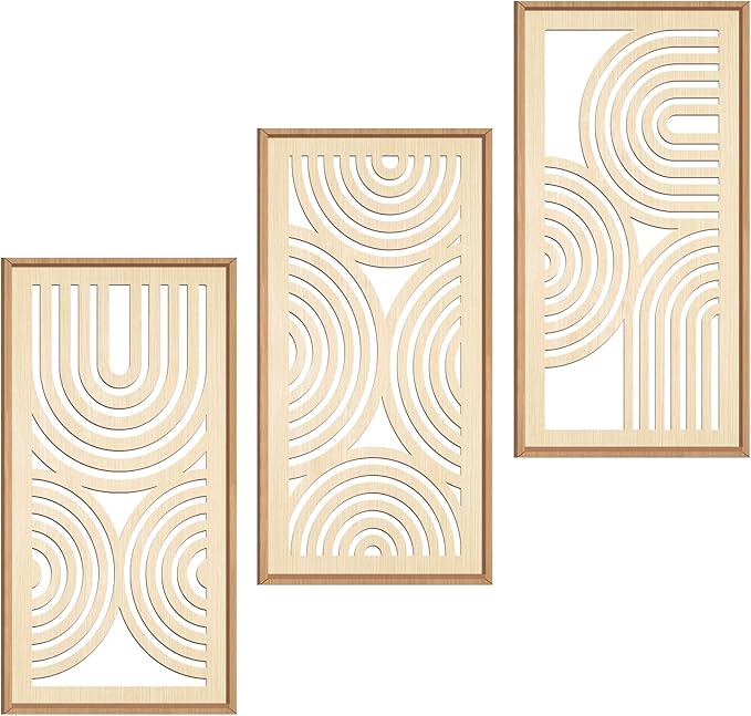 Boho Wooden Framed Wall Art Set of 3