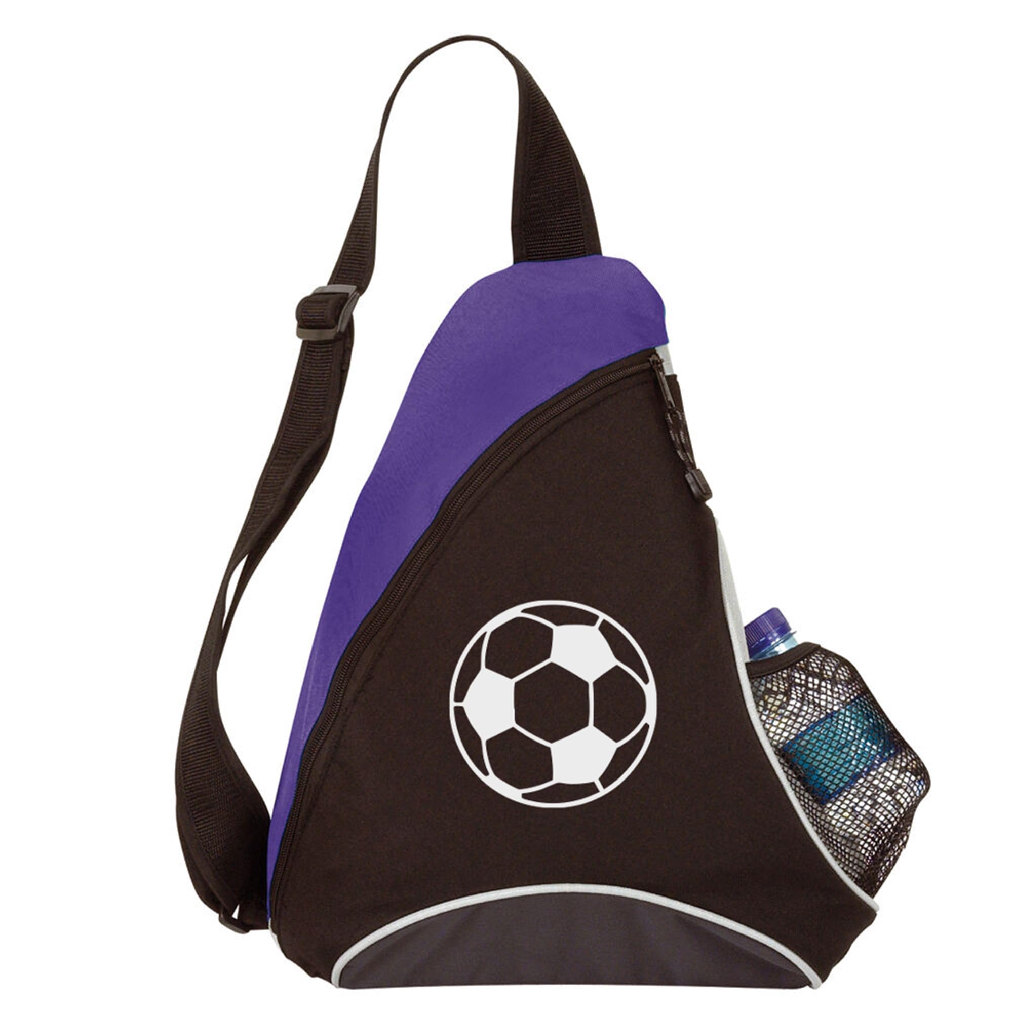 eBuyGB Kids Sports Bag Football, Mono Strap Crossbody Backpack, Lightweight PE Kit Bag for Boys & Girls, School Sports Rucksack with Bottle Pocket (Purple)