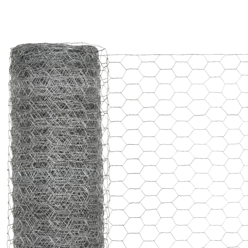 Valla protectora Gallinero malla para aves de corral acero galvanizado 25x1,5 m plateado, barrera delimitación de jardín para gallinas aves de corral de cría al aire libre LH4A