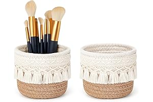 Mkono Macrame Makeup Organizer Basket, Woven Storage Basket Set for Women Girls...