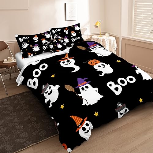 Miniatura 82 de Pumpkin Bedding Halloween Duvet Cover Set Funny Evil Pumpkin Pattern Design Black Halloween Bedding Set Queen 1 Duvet Cover 2 Pillowcases