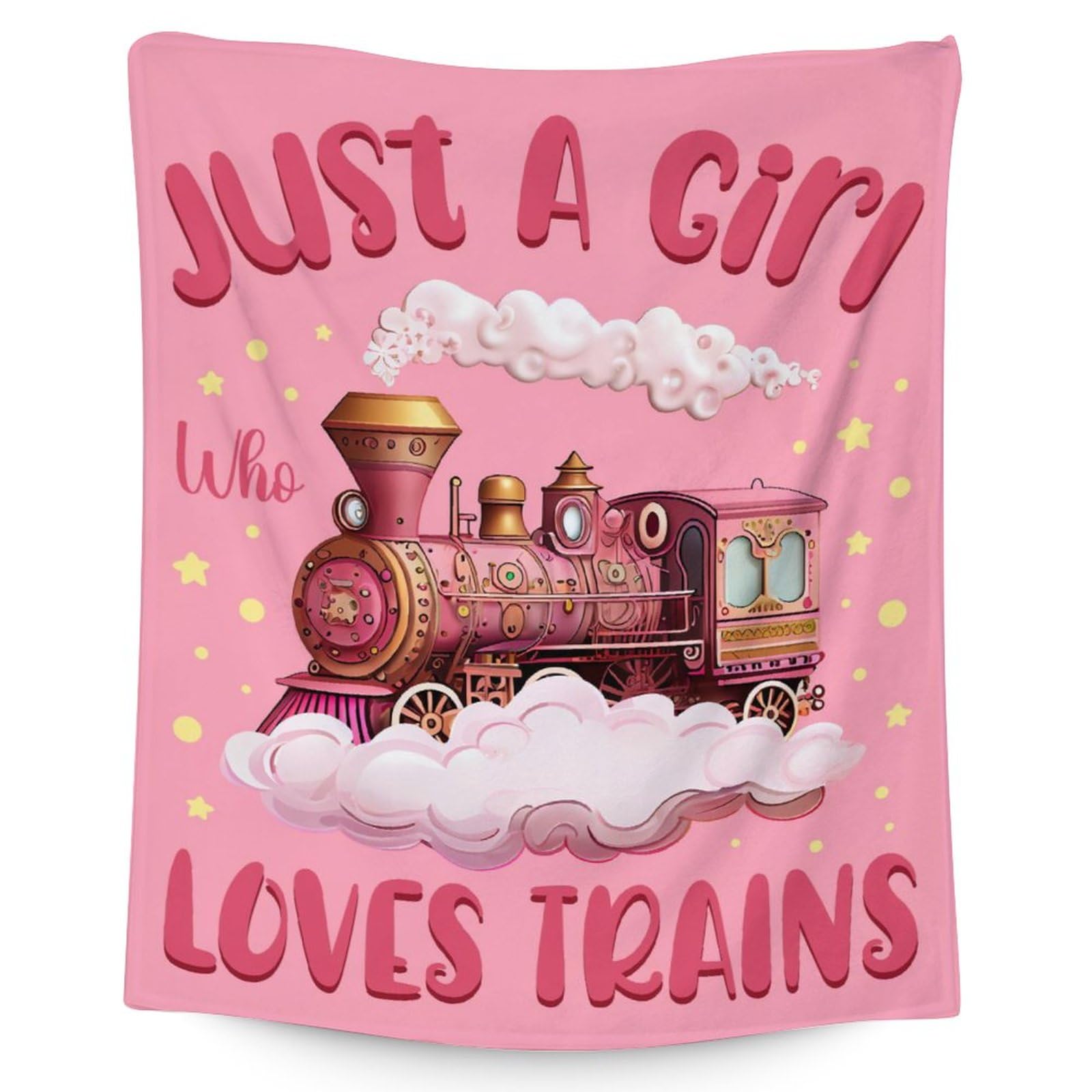 Train Blanket for Girls - 30x40 Inches Lap Size - Soft Fuzzy Plush Throws Gifts - Pink Cute Throw Blanket for Living Room &amp; Office