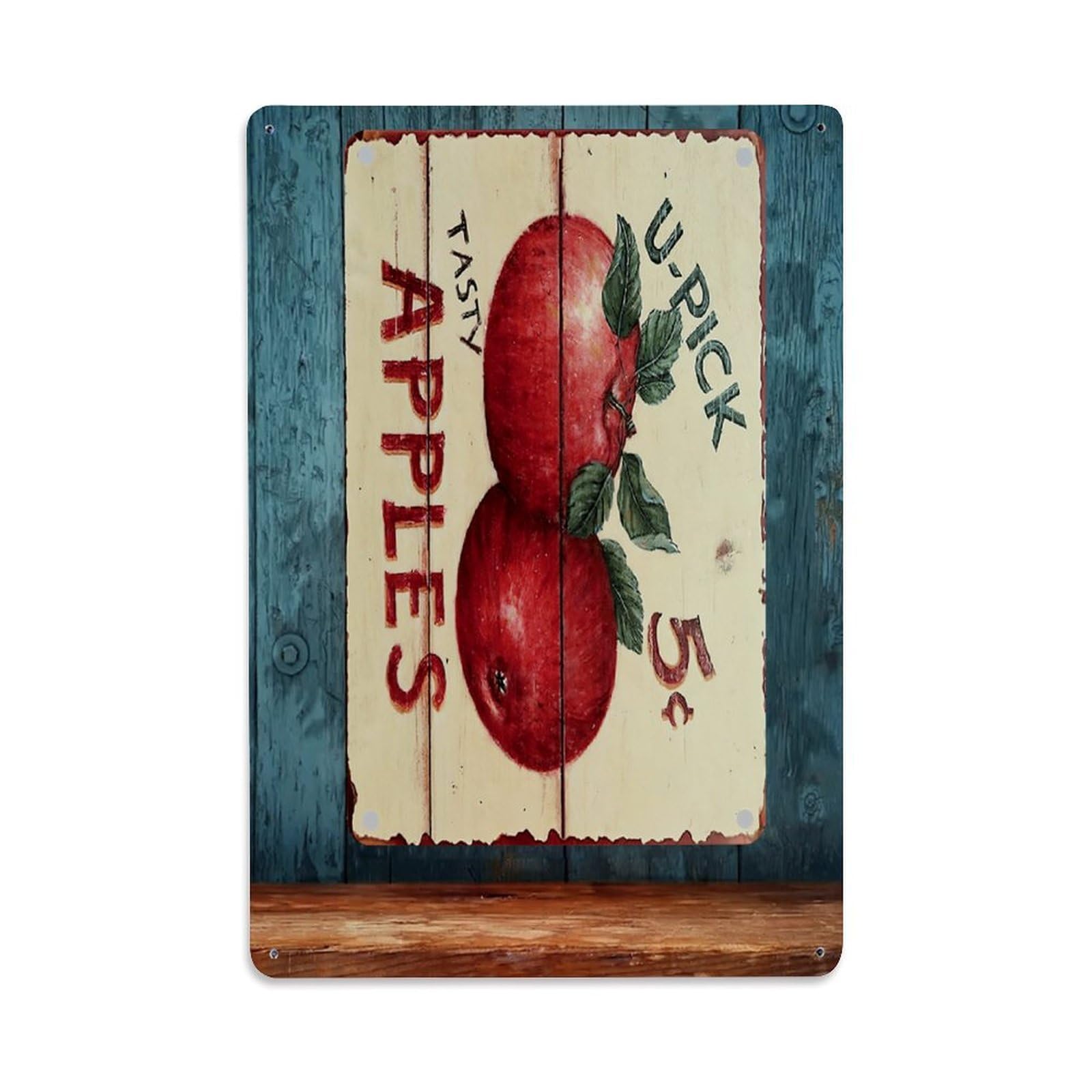 Jdfenggu Vintage Tasty Apples U Pick 5 C Retro Metal Tin Sign, Decor Art Poster For Bar, Home, Man Cave, Kitchen, Laundry Room Gift 8X12inch