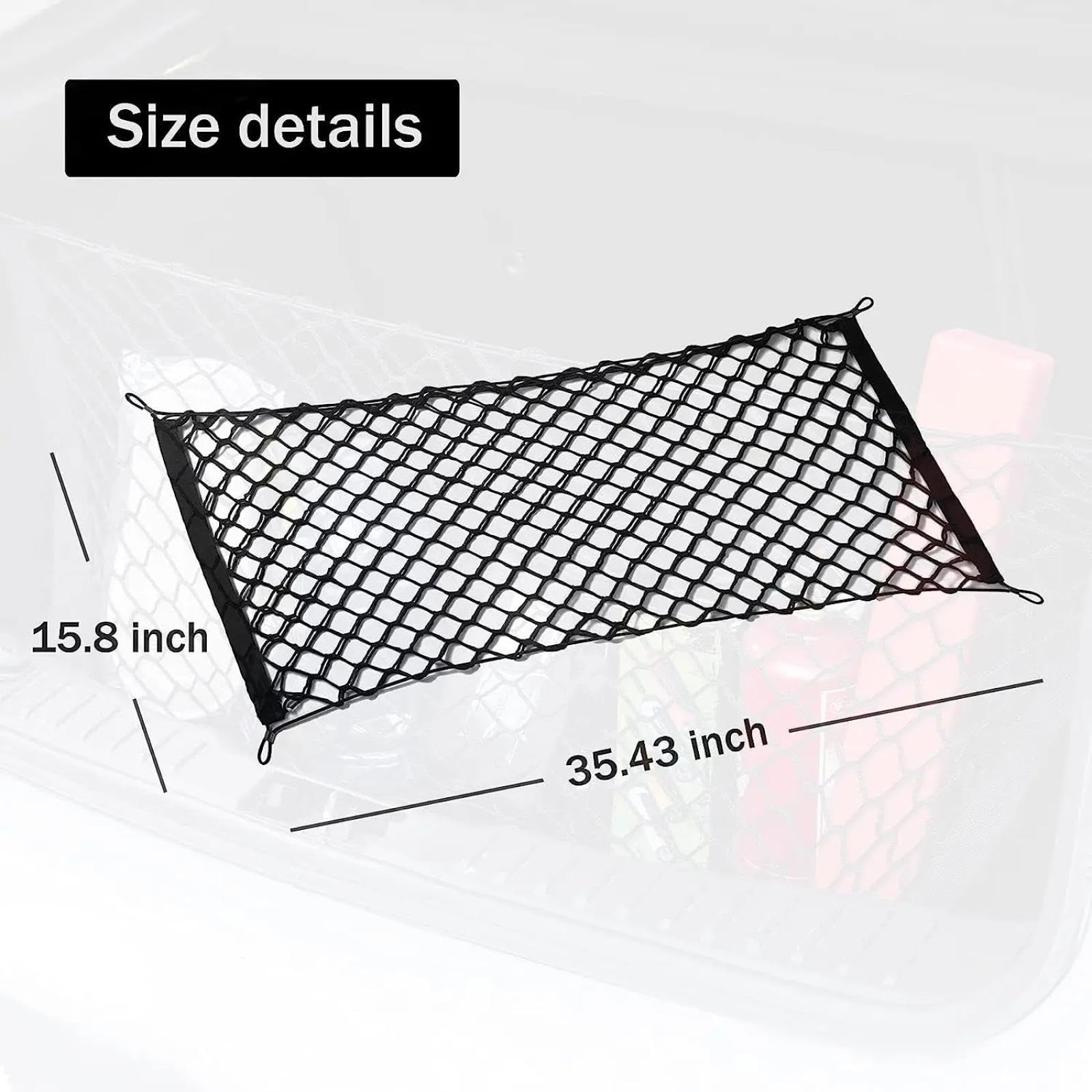 Rete Portaoggetti Auto per Dodge Charger SXT SRT Challenger Durango Dart Journey, 4 Ganci Organizer Elastico per Bagagliaio Posteriore Auto