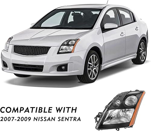 Miniatura 10 de TUSDAR Juego de montaje de faros delanteros para Nissan Sentra 2007 2008 2009 4 puertas de repuesto halógeno para lado del conductor y pasajero