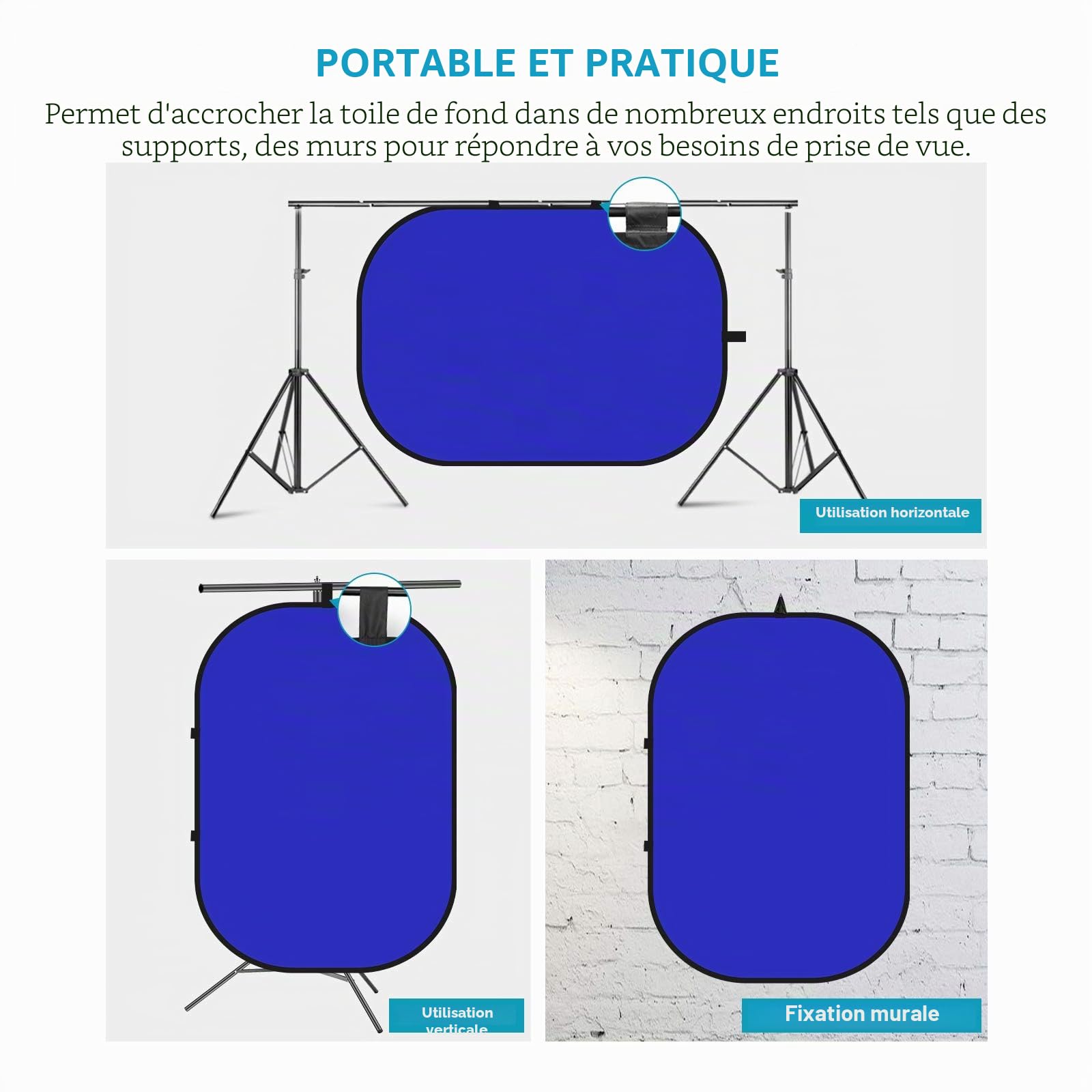 NEEWER Fond Chromakey Réversible Double Face Bleu et Gris,2 en 1