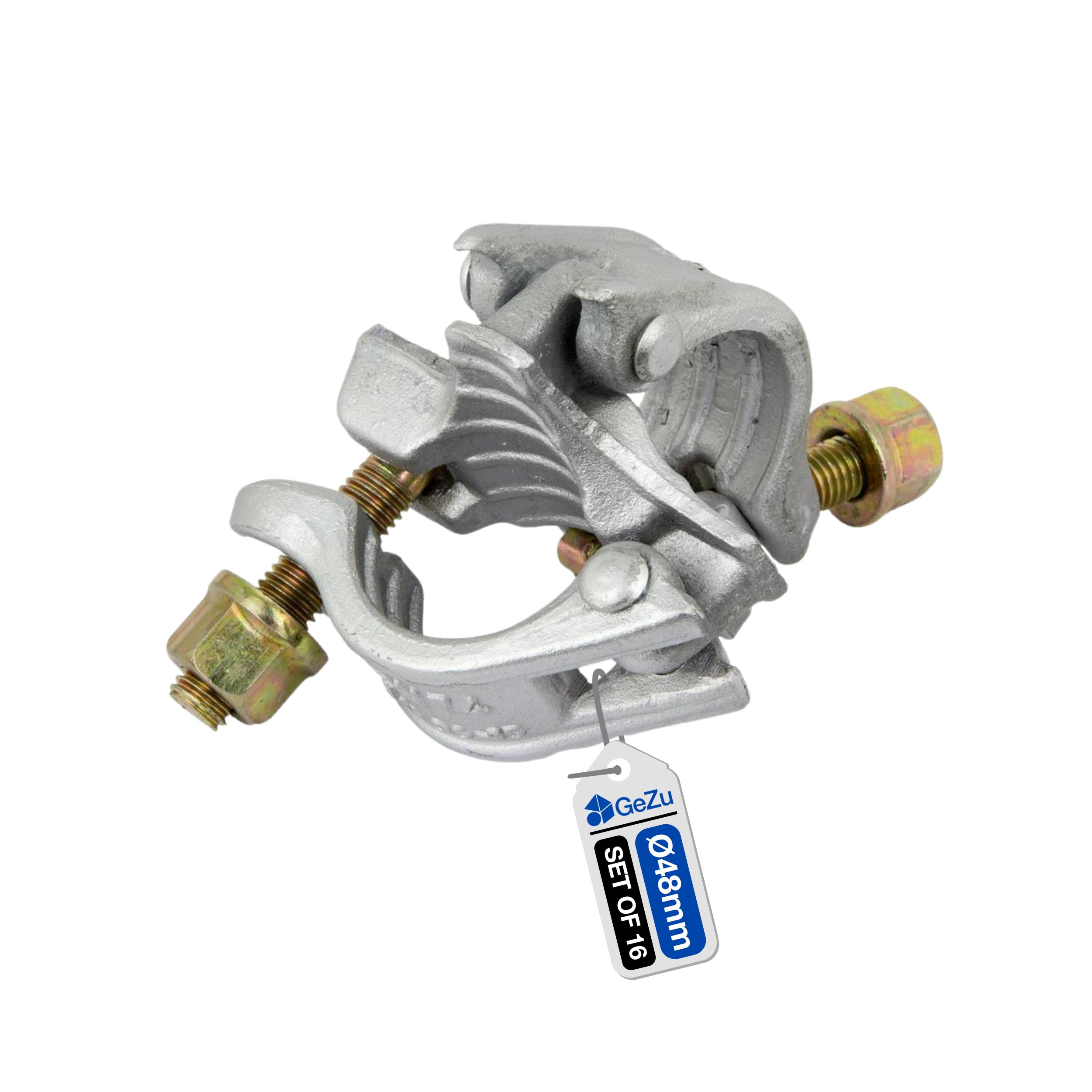 GeZu Impex Right Angle Coupler 48 x 48 mm Electroplated Set of 16 Clamp for Scaffolding Steel Pipe Construction Tubes Coupling