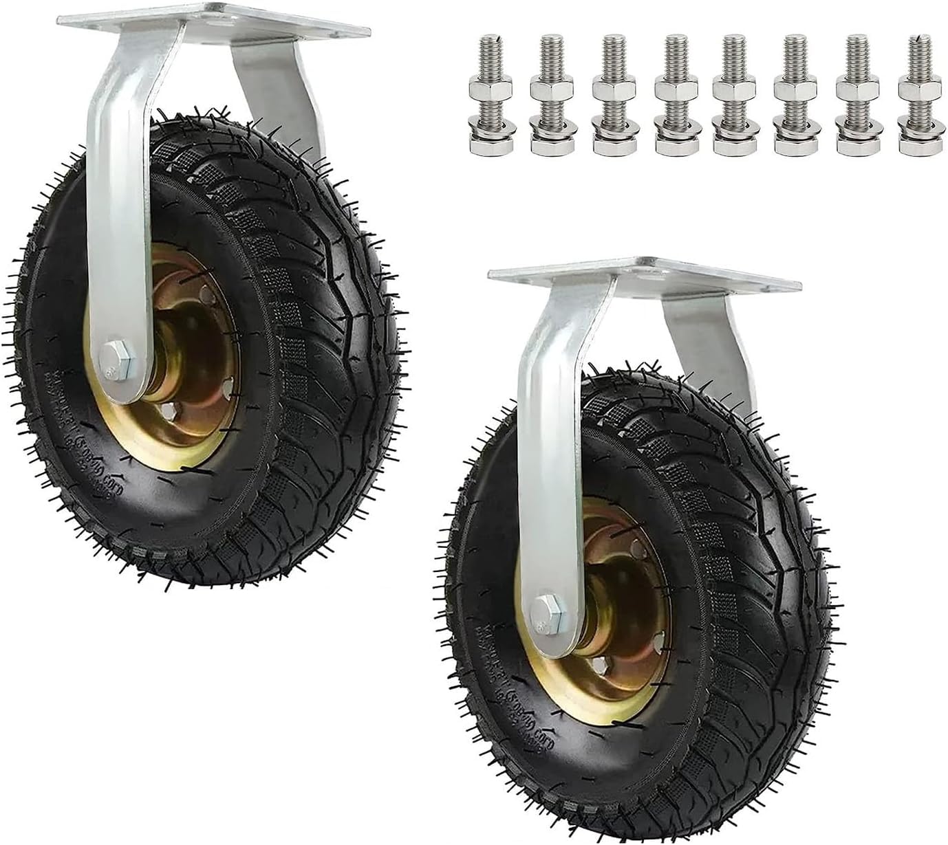 High-Performance Guma koła skrętne z Pneumatyczny Air Koła - 6"/8"/10" Do dużych obciążeń kółka meblowe, 900 lbs nośność(Stały,250mm/10in)