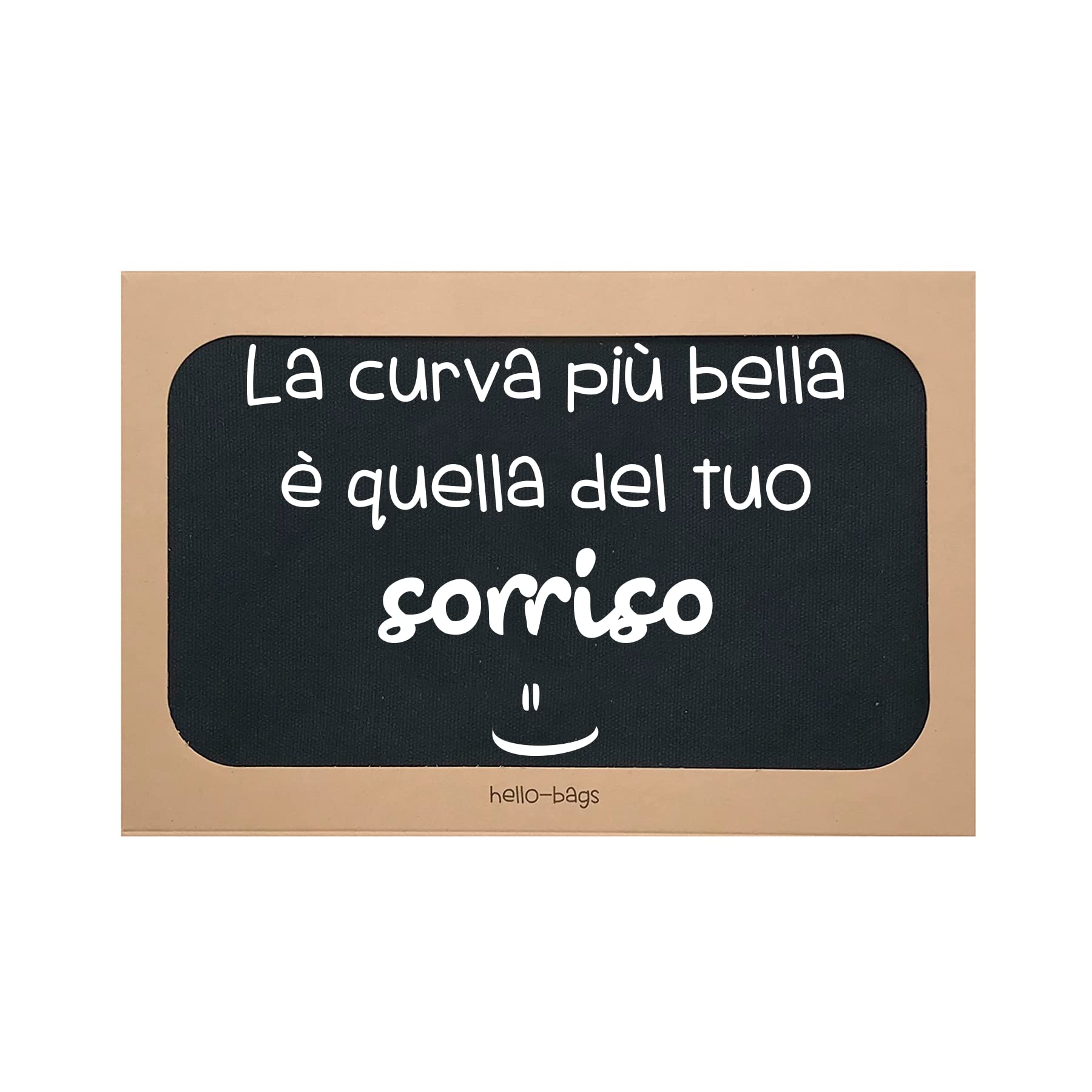 hello-bags Necessaire/pochette in tessuto con cerniera interna e fodera. Include una bella busta regalo kraft. Modello CURVABELLA. Colore: Ecru/Nero. Misure: 23 x 15,5 cm.