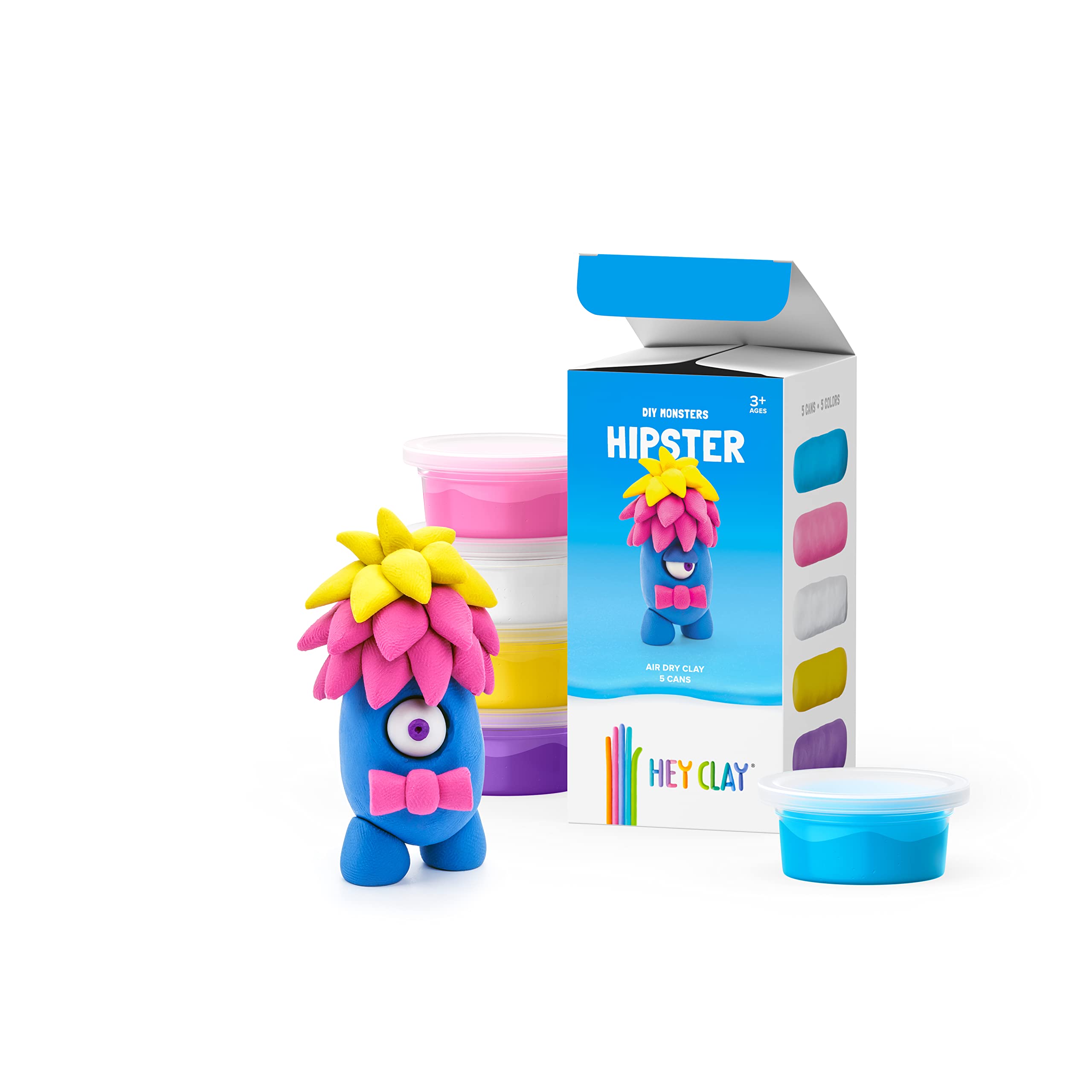Hey Clay Hipster Colorful Kids Modeling Air Dry Clay 5 Cans