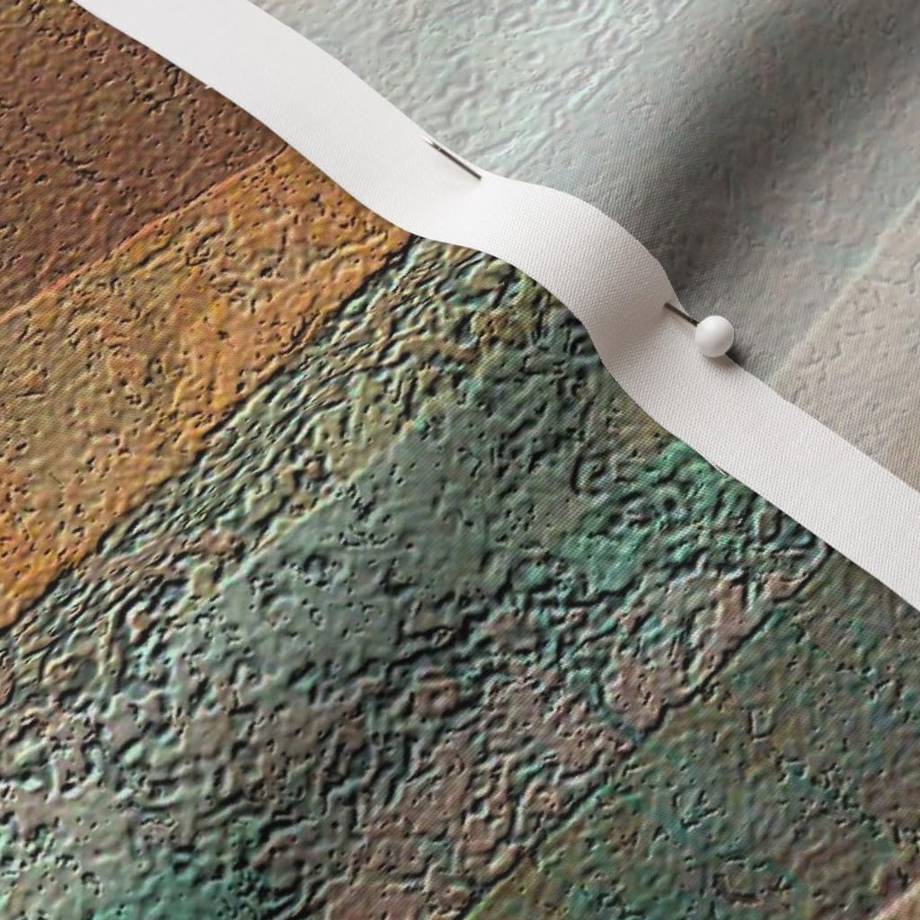 Spoonflower Fabric - Abstract Landscape Travertine Look Sandstone Coral Orange Teal Green Printed on Cotton Poplin Fabric by The Yard - Sewing Shirting Quilting Dresses Apparel Crafts