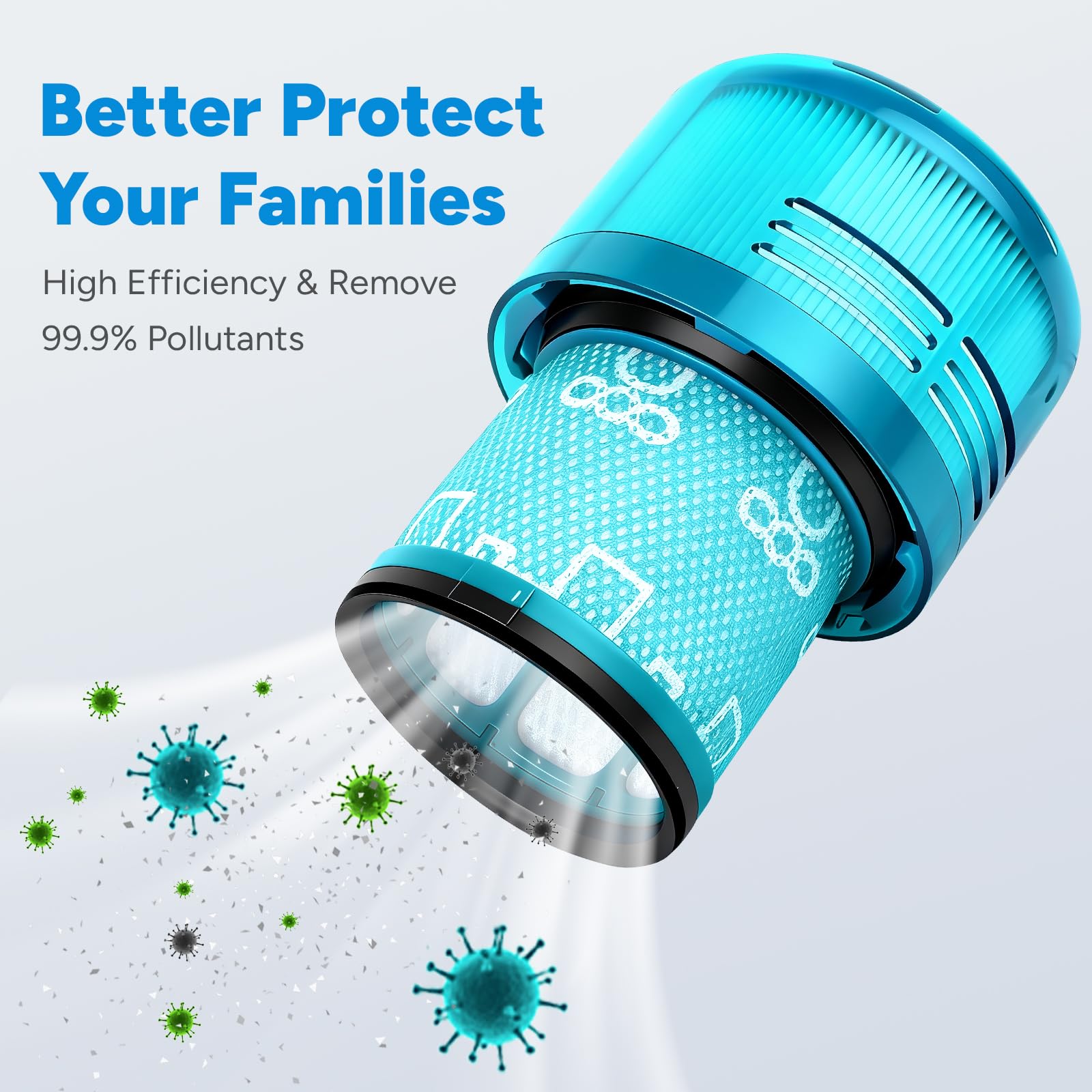 ASUNCELL SV15 3900 mAh V11 - Batería para Dyson con 2 filtros, batería de repuesto de 25,2 V para V11 Torque Drive Outsize Absolute Extra V15 Detect Absolute Extra SV16 SV22