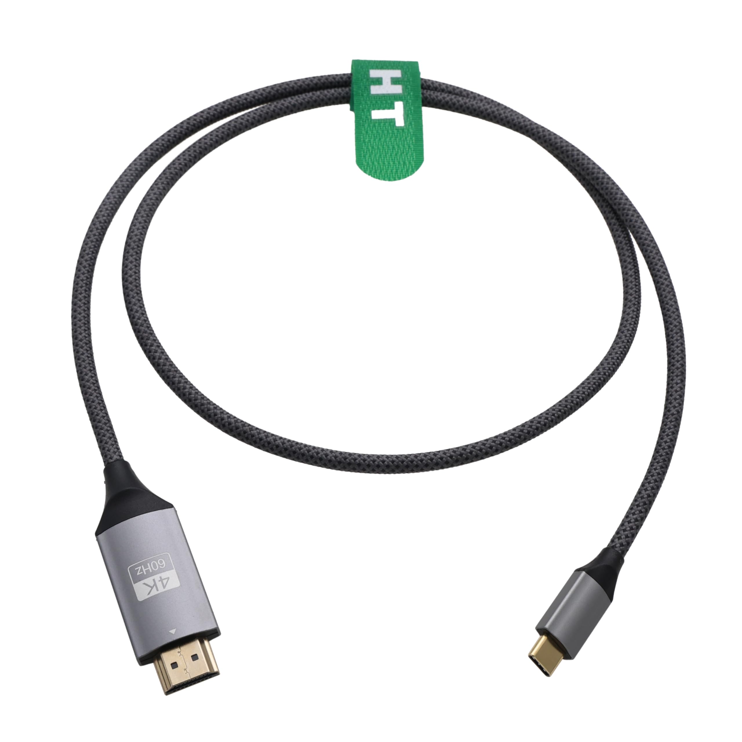 HangTon Cavo da USB-C a HDMI 4K 60Hz per telefono portatile DSLR a monitor TV HD monitor proiettore, Sony A7C A7SIII, Canon R5, Atomos Ninja V, grigio intrecciato, 20 cm