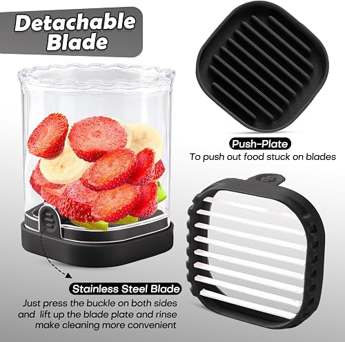 Creative Strawberry Slicer, Detachable Cutter with Push Plate (Black) - 5