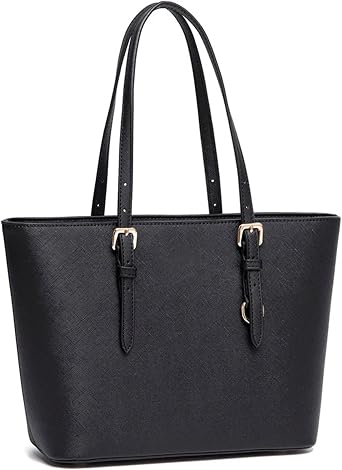 AOSSTA Women's Large Faux Leather Shoulder Tote Bag with Zip