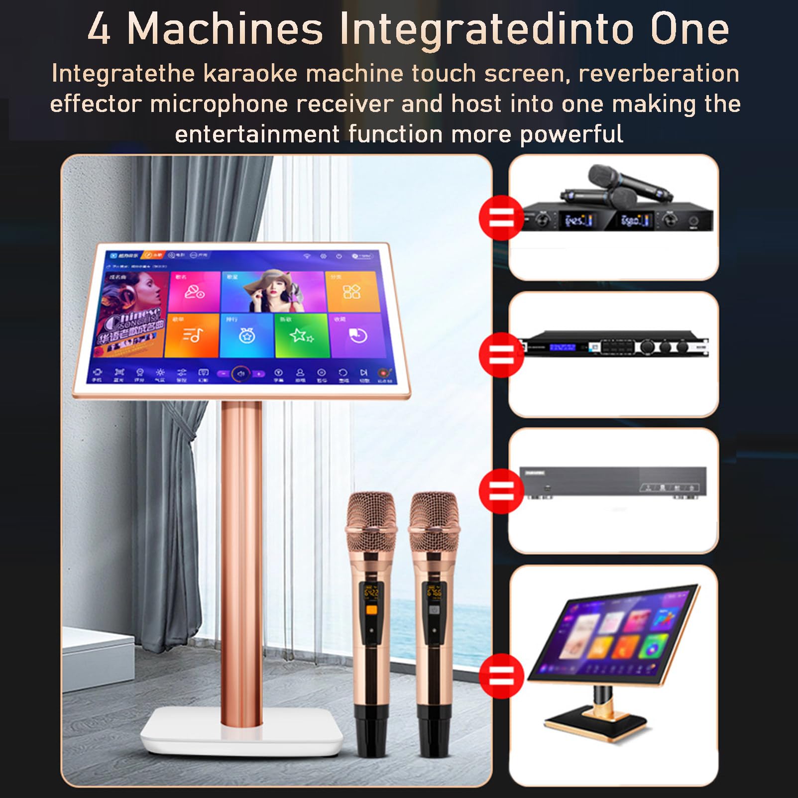 Professionelle Karaoke-Maschine: Alles in einem mit 19,5/22 Zoll Touchscreen, 27 Sprachen, für Partys zu Hause/Erwachsene/Kinder,19.5inch-4TB