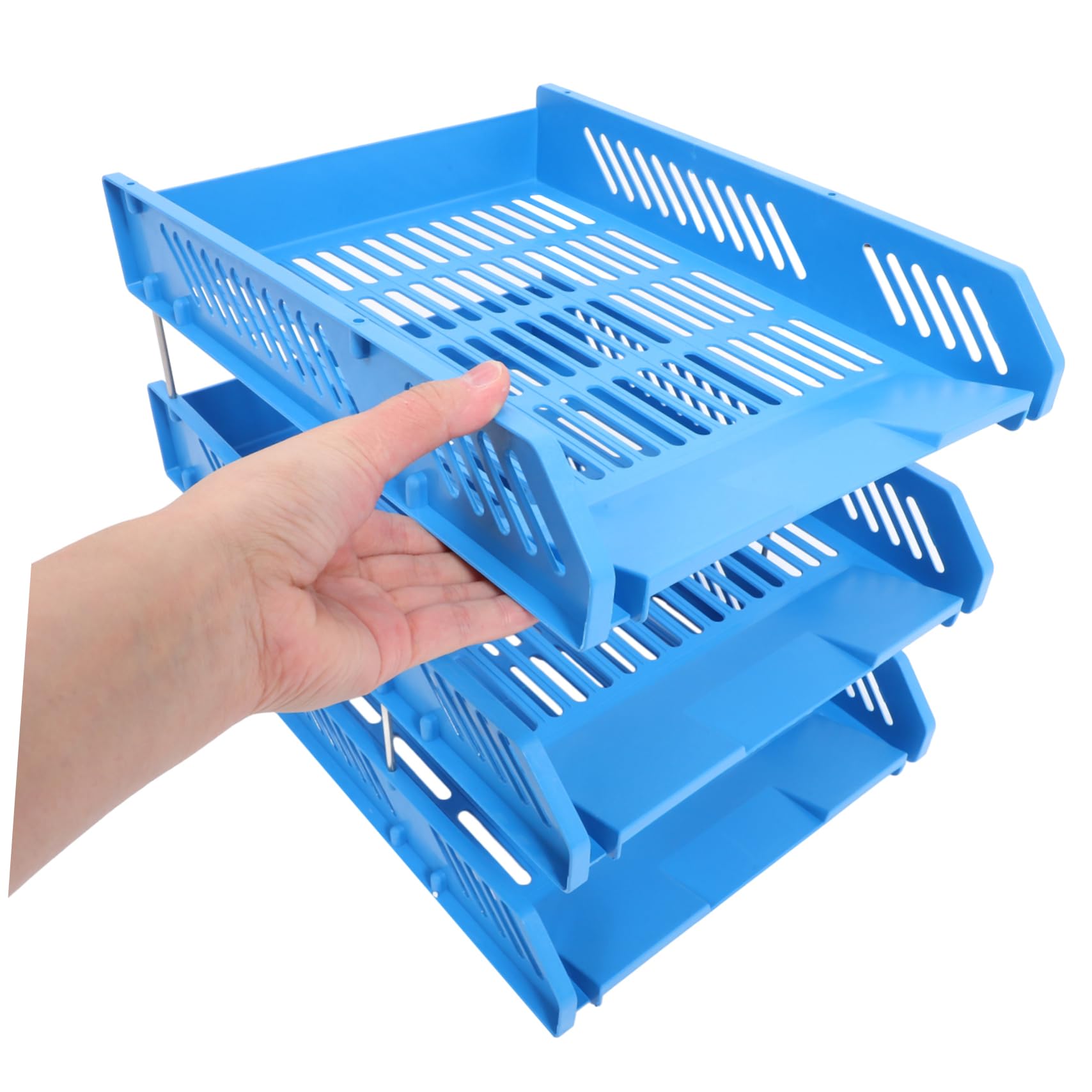 NUOBESTY Organiseur De Bureau À 3 Niveaux - Support De Rangement pour Dossiers - Corbeille À Courrier en Maille - Support pour Trieur De Papier - De Rangement pour Le Bureau Et La Maison
