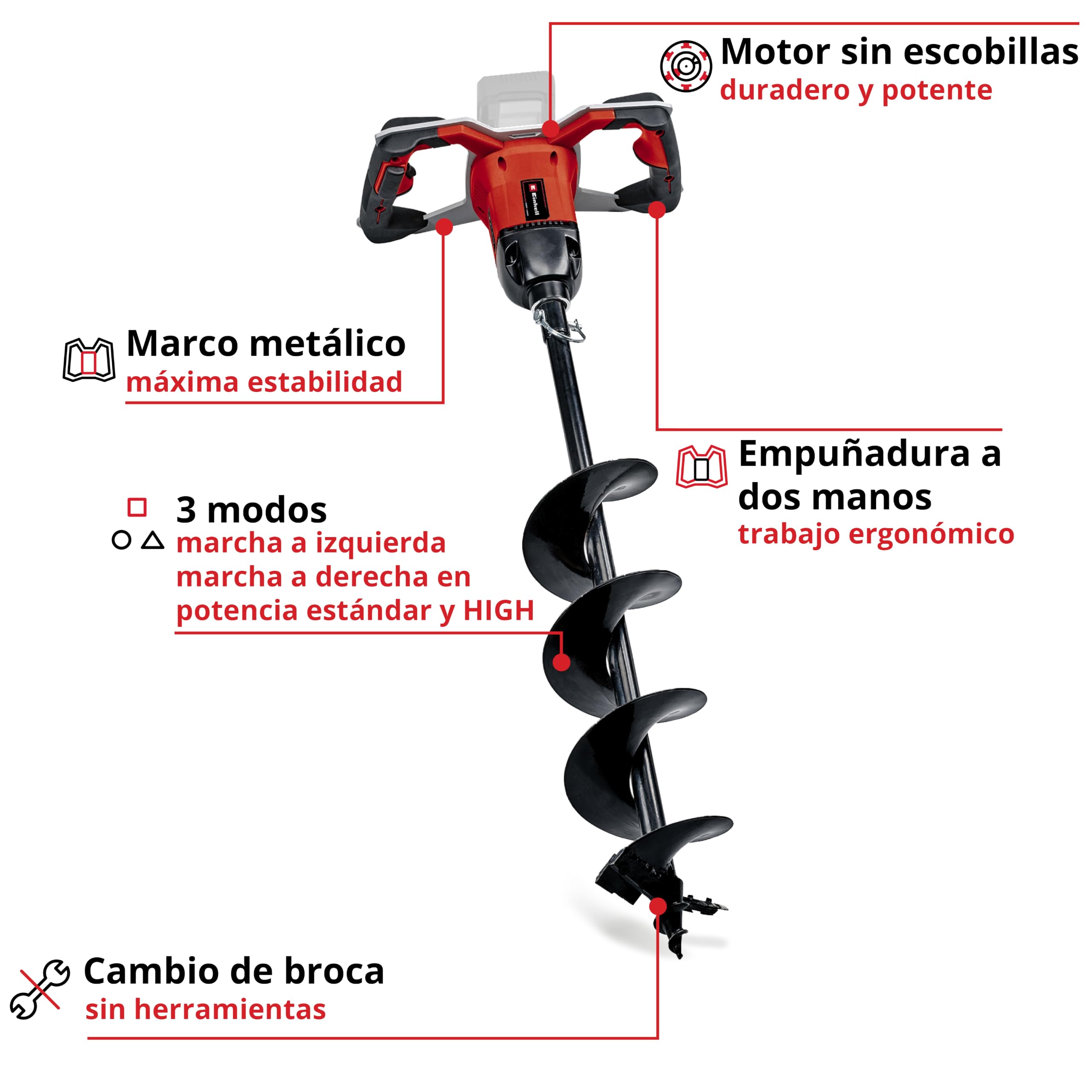 Einhell Barrenadora con batería GP-EA 18/150 Li BL-Solo Power X-Change (iones de litio, 18 V, motor sin escobillas, incl. barrenadora Ø 150 mm, sin batería ni cargador)